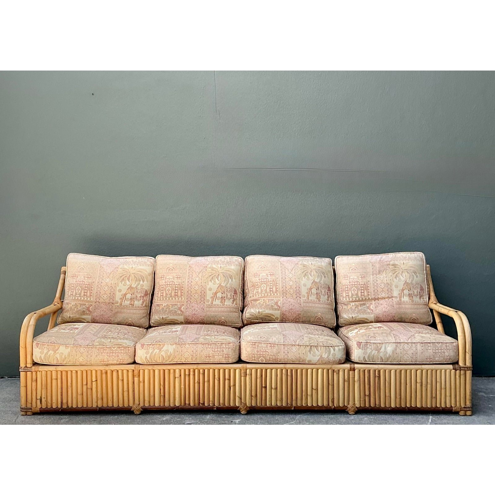 Vintage Bielecky Brothers Rattan Sofa - Back view