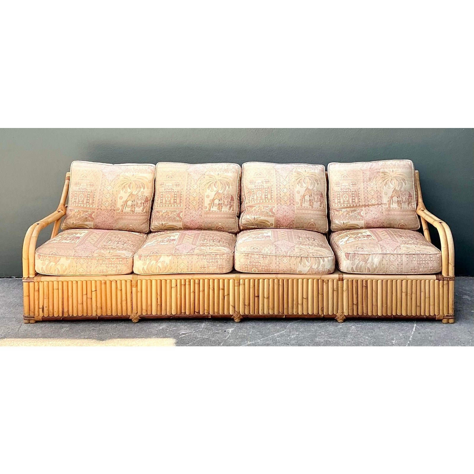 Vintage Bielecky Brothers Rattan Sofa - Top view