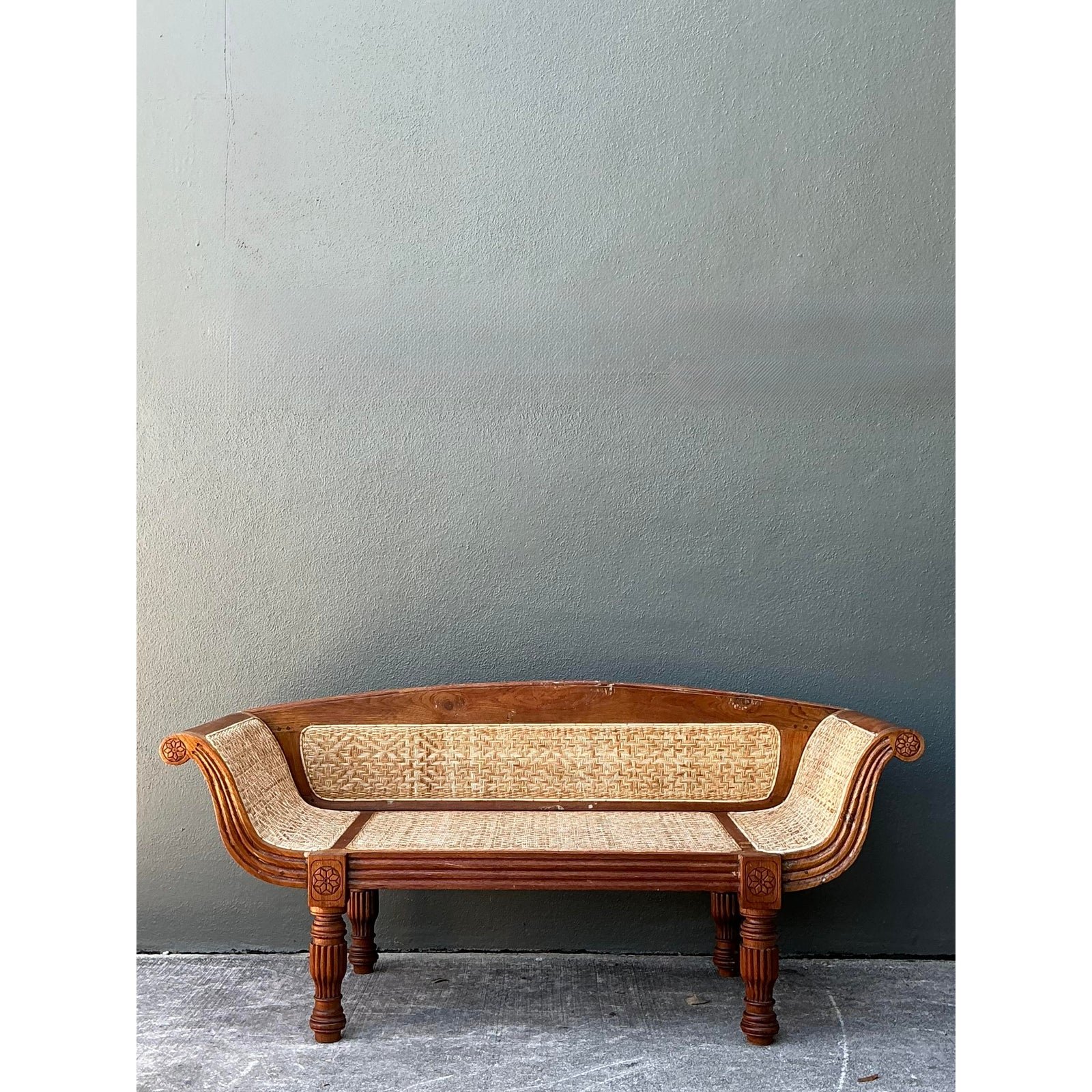 Vintage Anglo Indian Cane Settee - Detail view