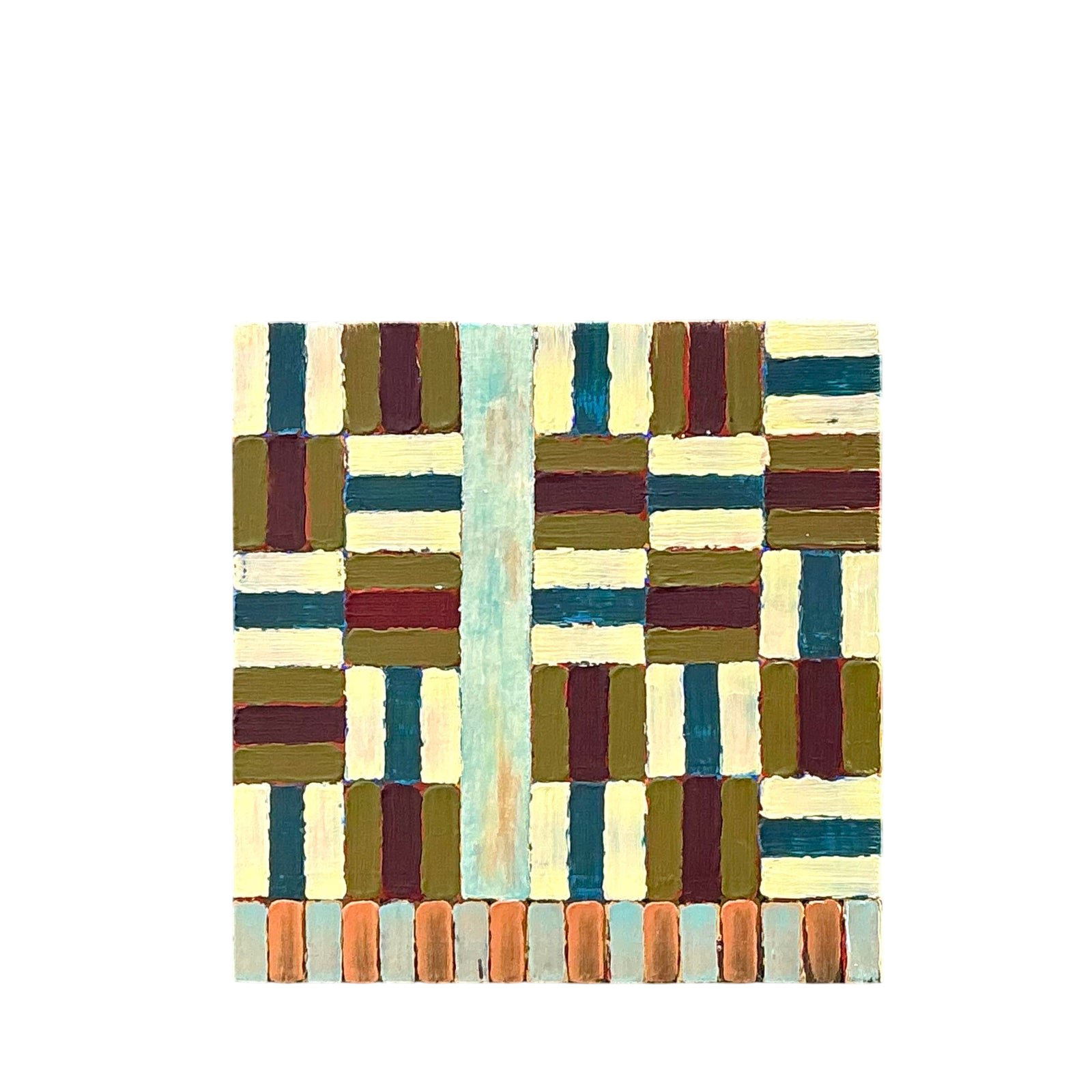 Vintage Original Abstract Geometric Oil on Board
