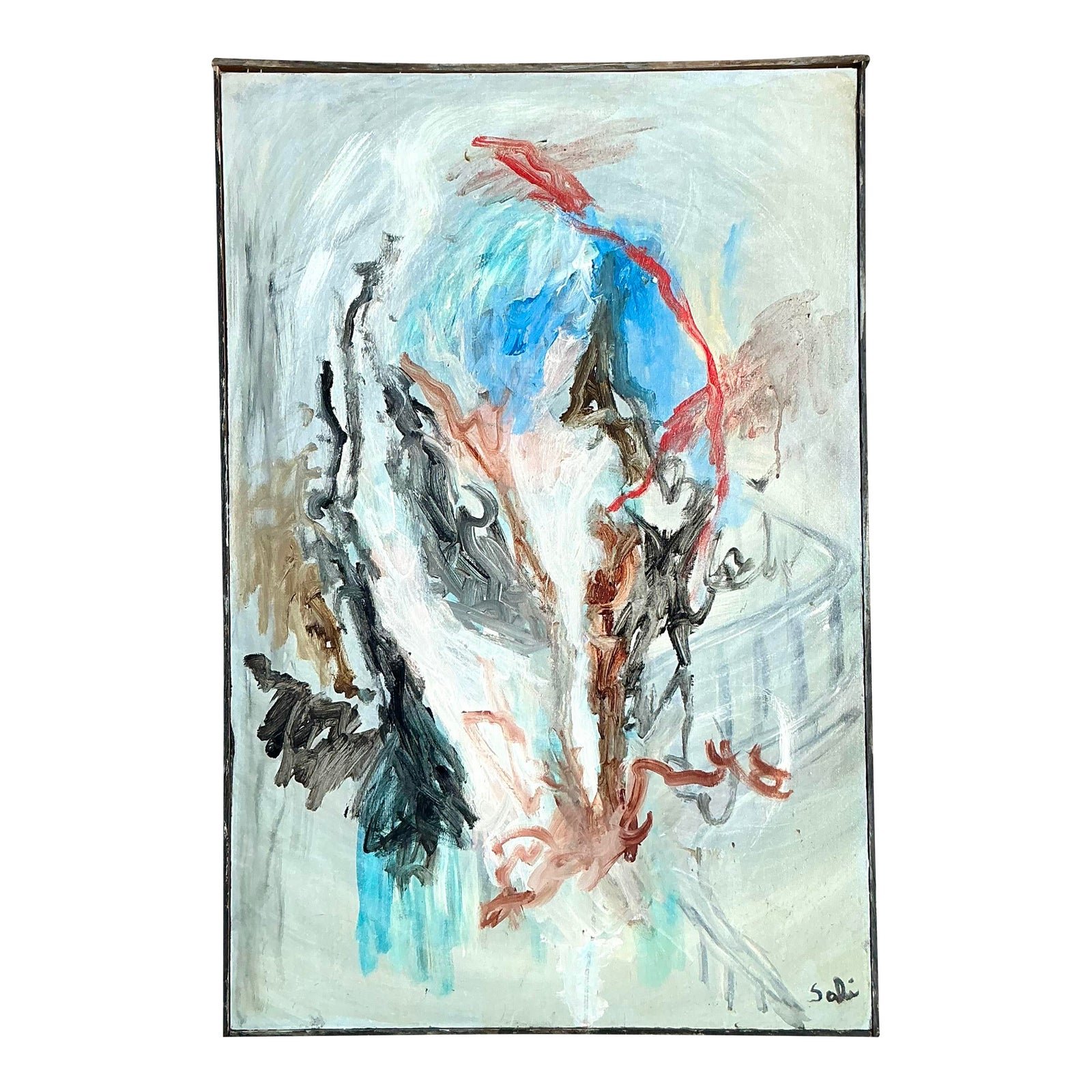 Vintage Boho Original Abstract Oil Painting on Canvas