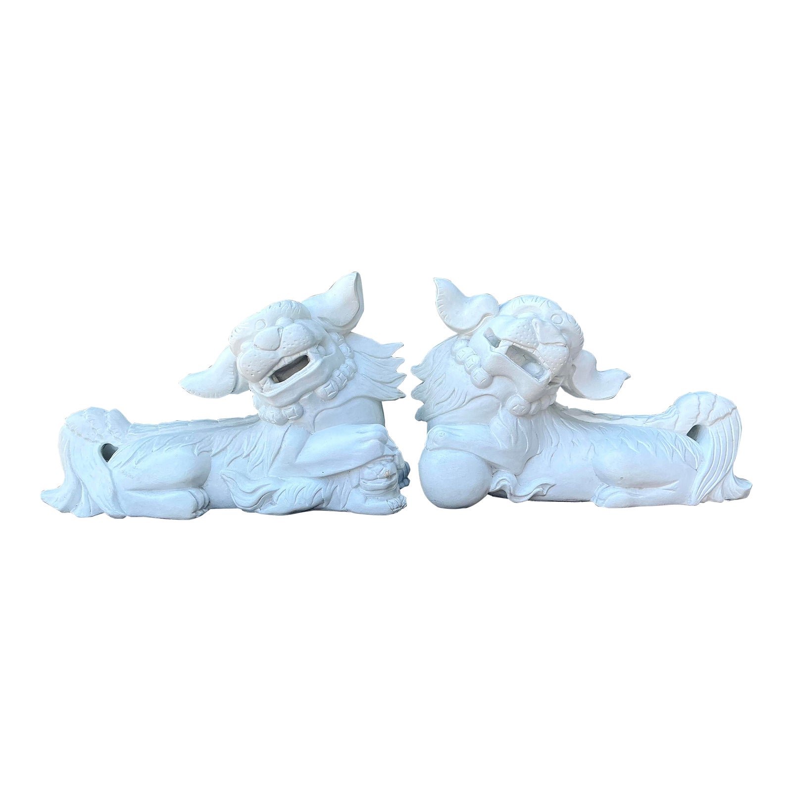 Vintage Cast Concrete Foo Dogs - Set of 2