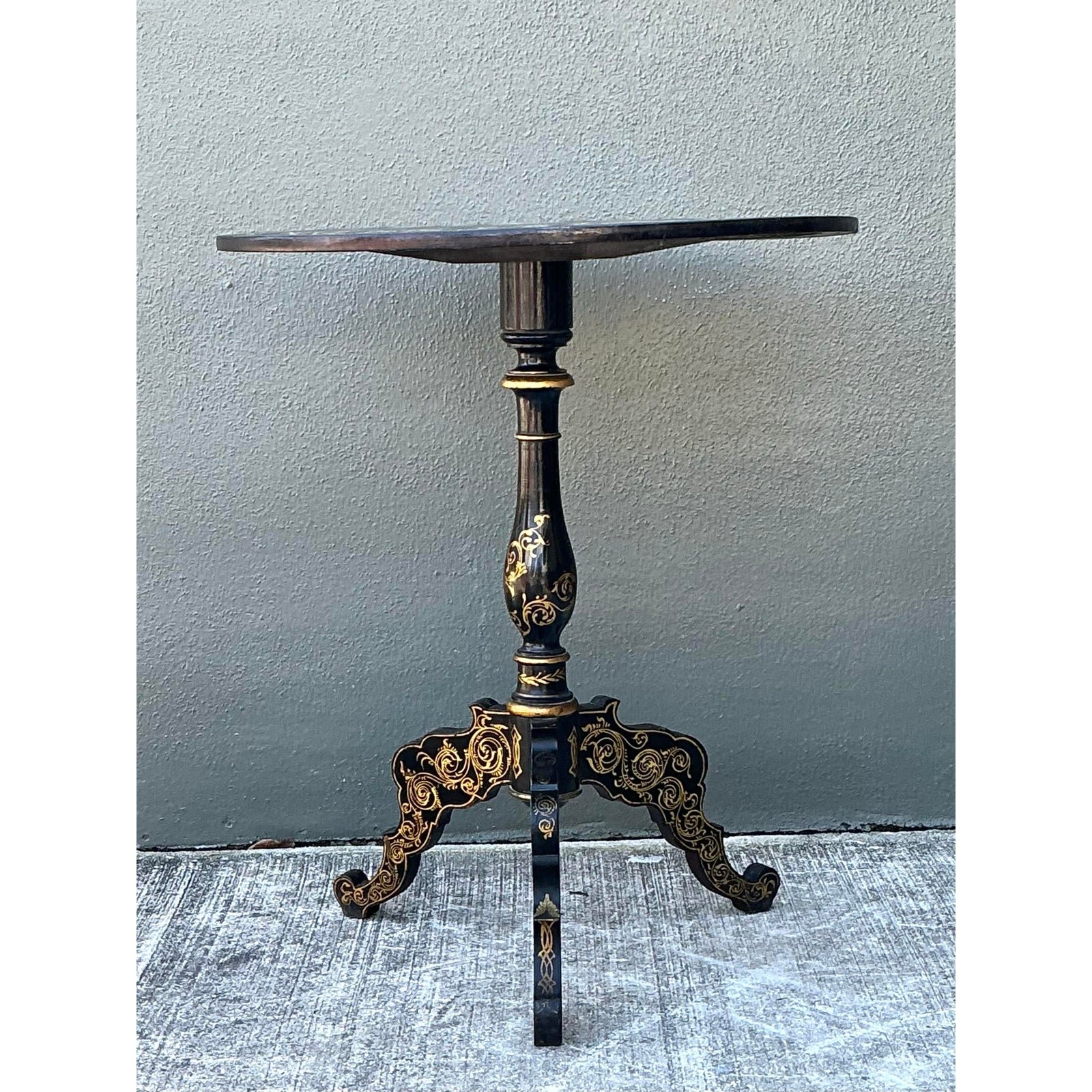 Vintage Mother of Pearl Inlay Tilt Top Table - Top view
