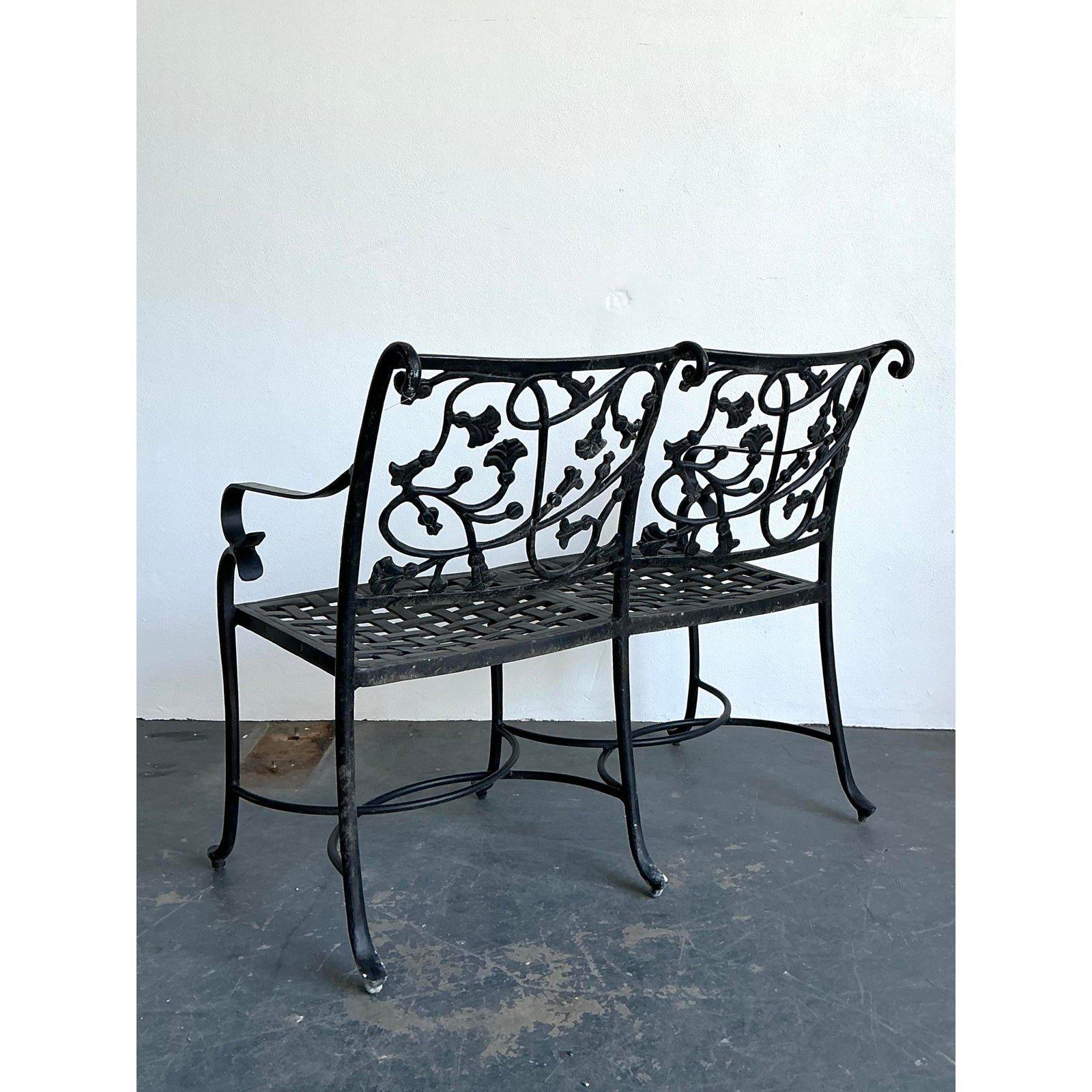 Vintage Wrought Iron Ivy Bench - Top view
