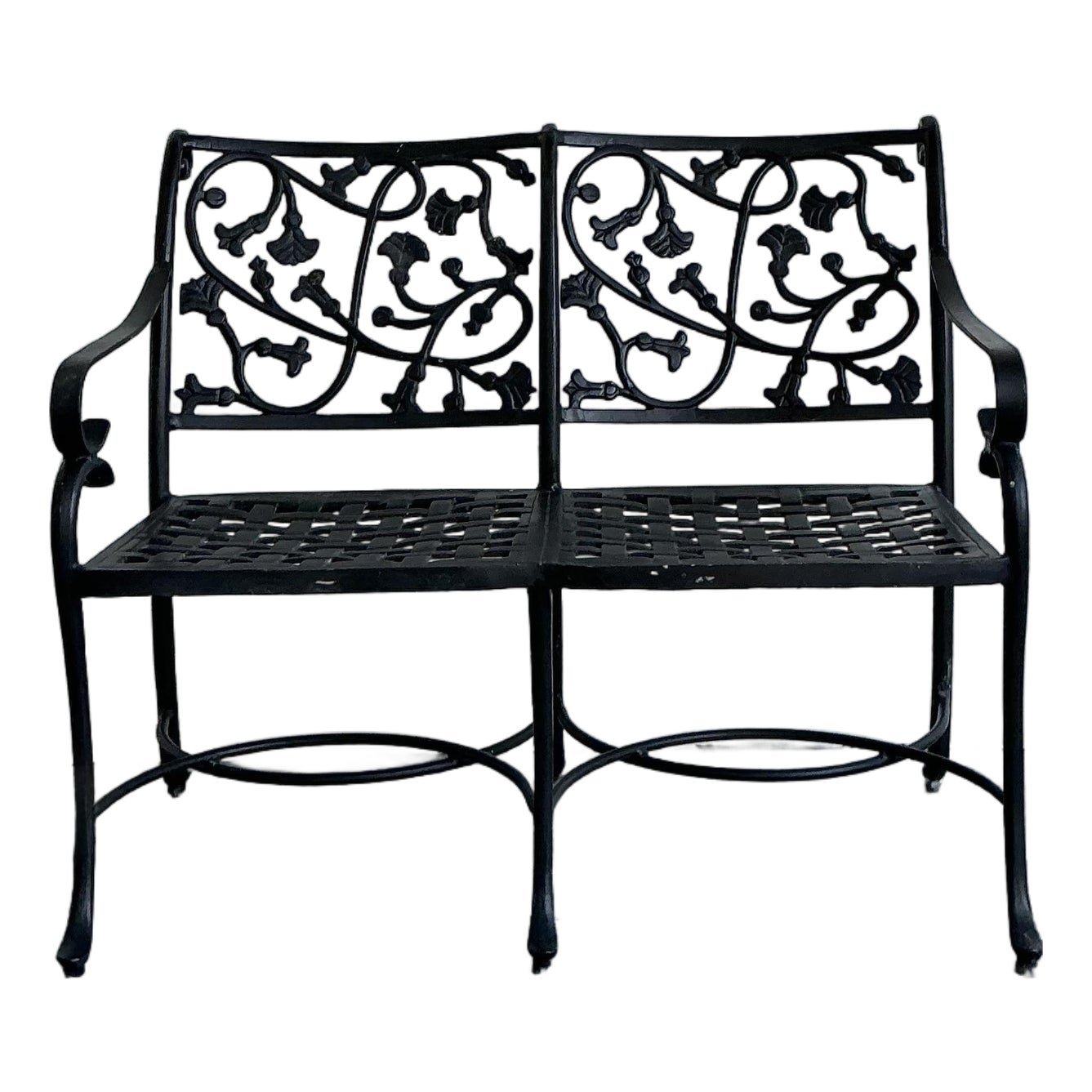 Vintage Wrought Iron Ivy Bench