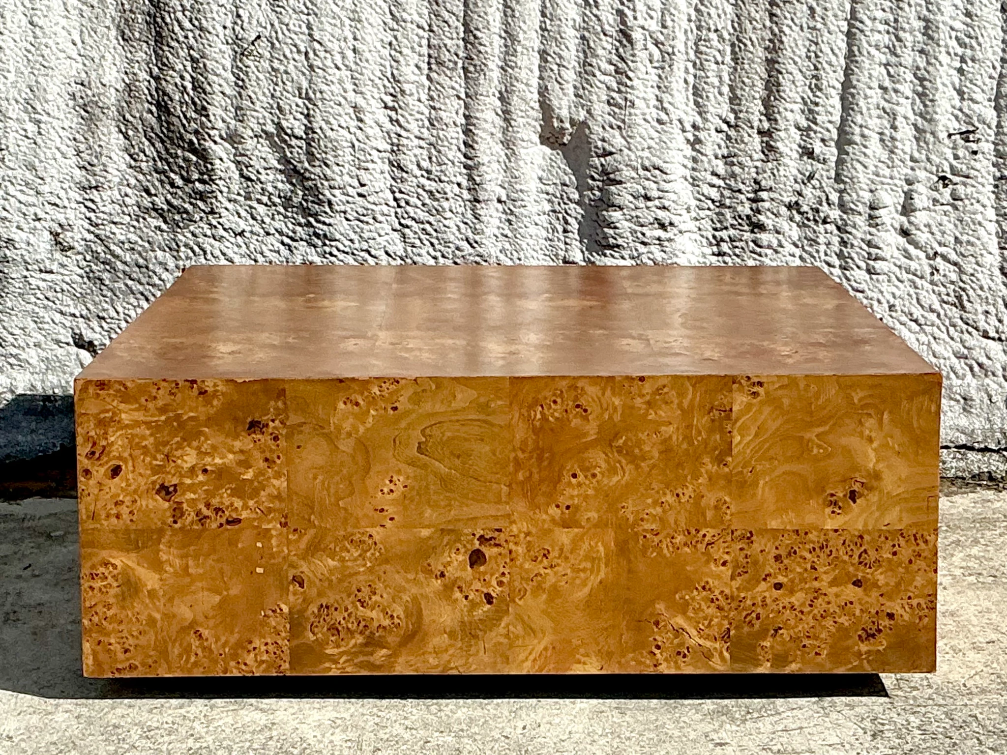 1970s Vintage Boho Large Burl Wood Coffee Table - Top view