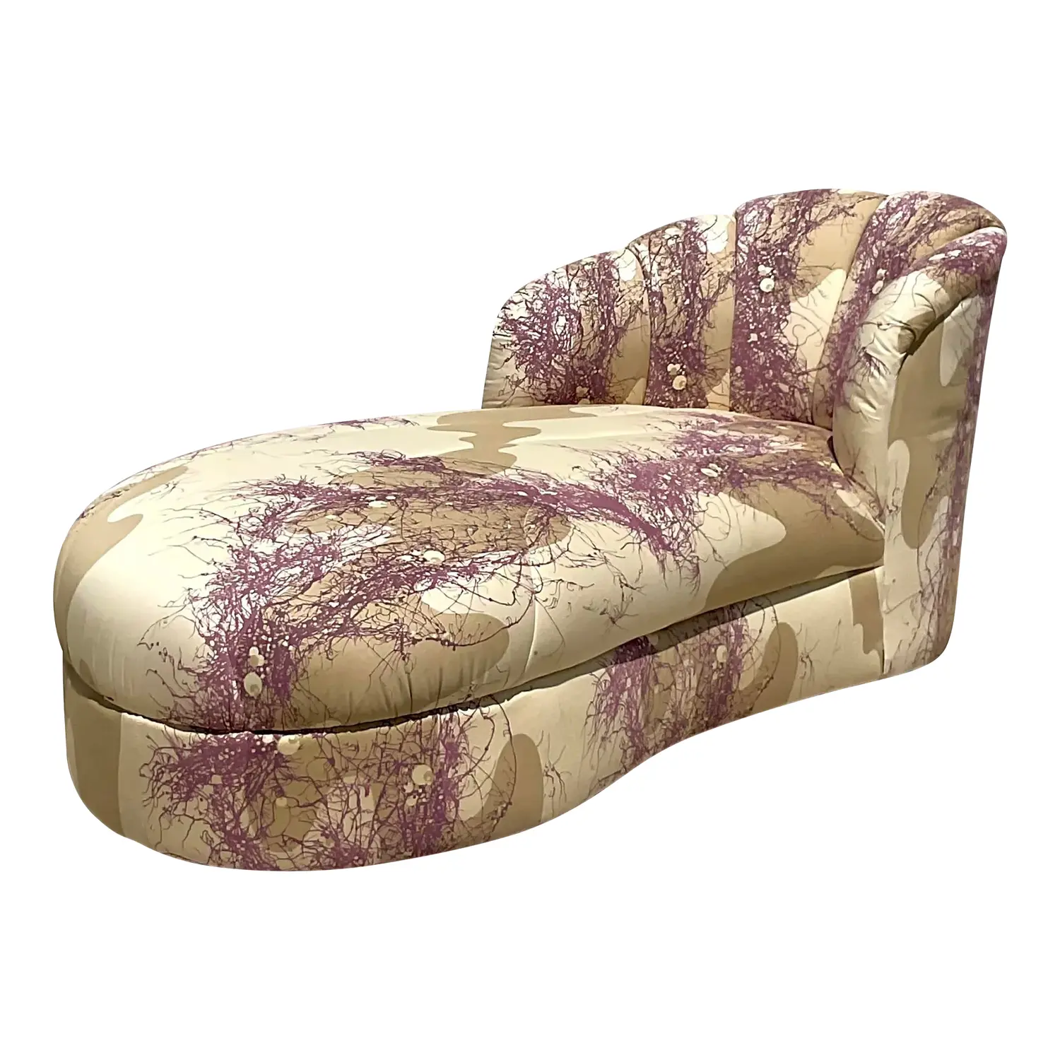 1980s Vintage Custom Channel Tufted Chaise Lounge