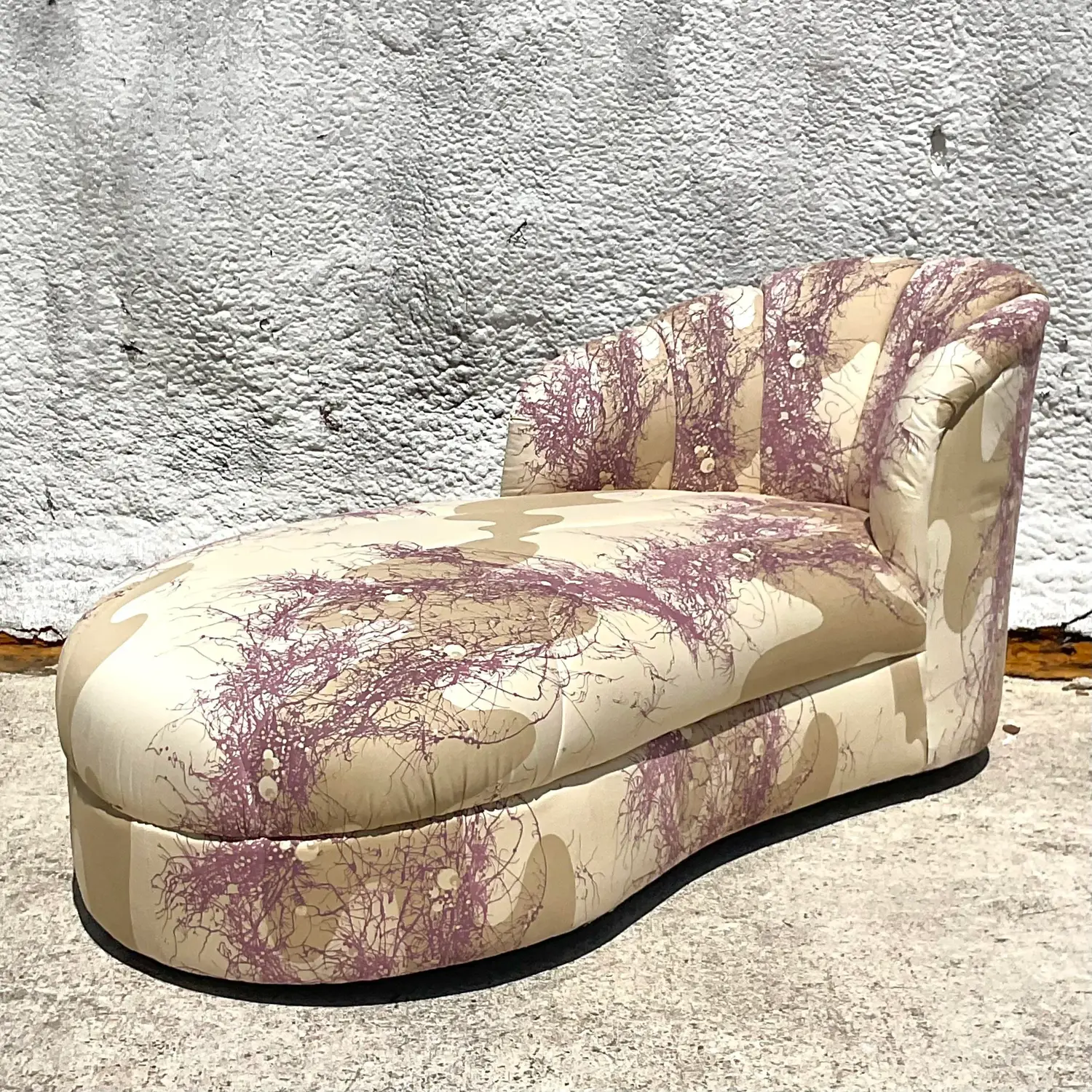 1980s Vintage Custom Channel Tufted Chaise Lounge - Back view