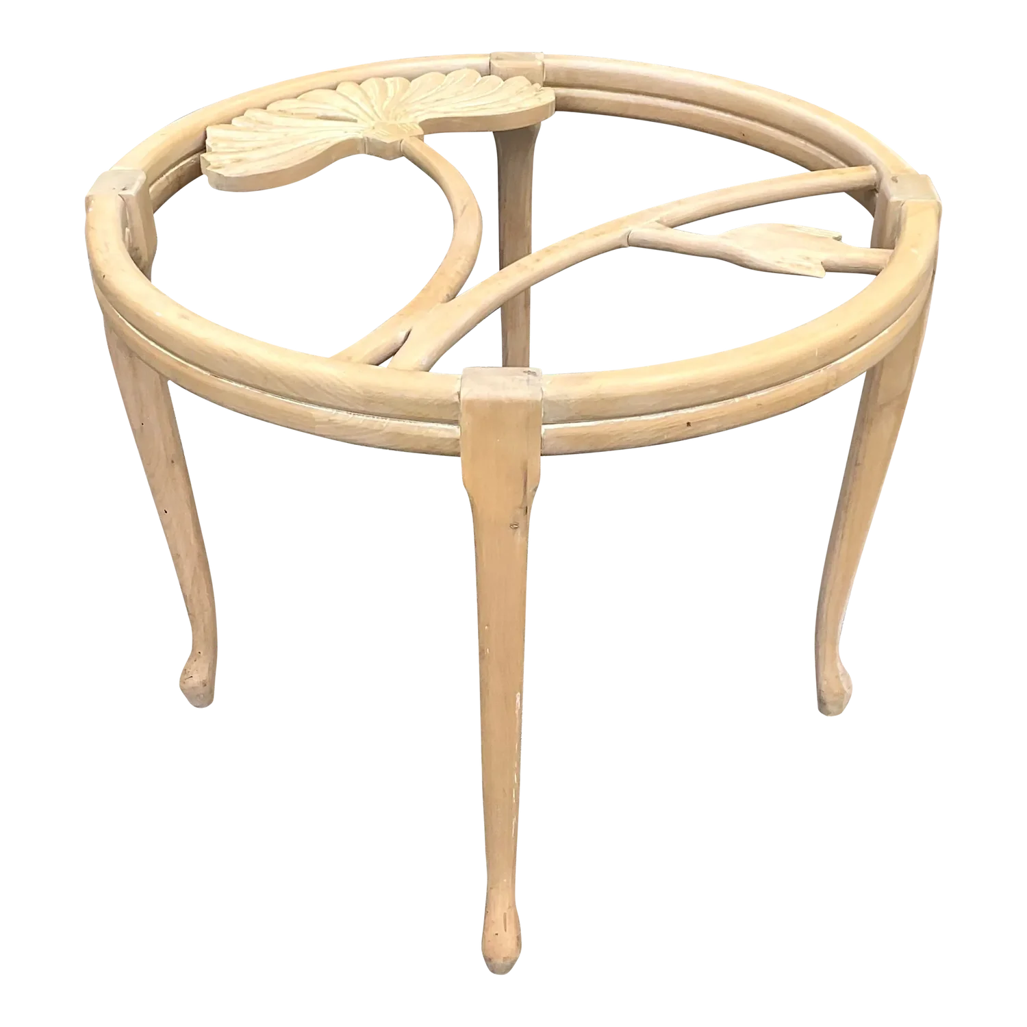 1990s Vintage Coastal Andre Originals Carved Lily Dining Table Pedestal - Detail view