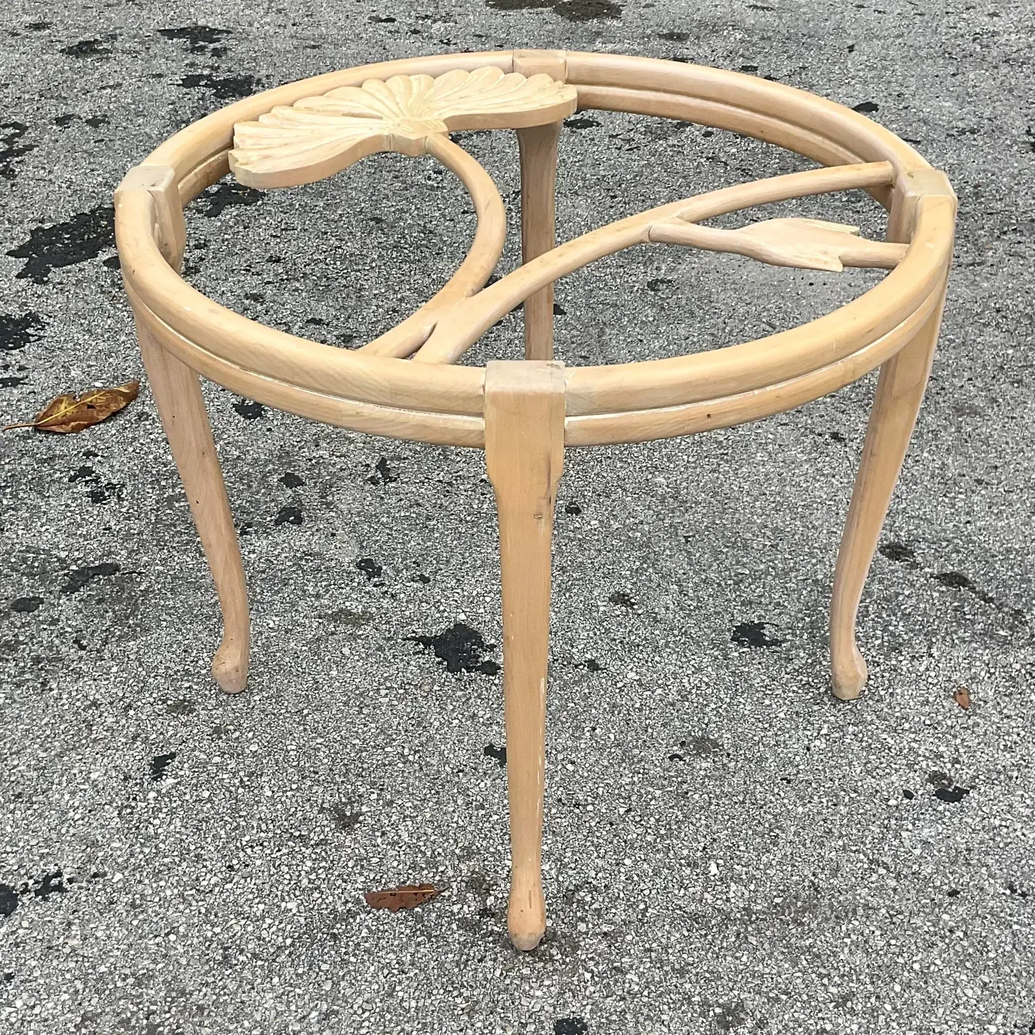 1990s Vintage Coastal Andre Originals Carved Lily Dining Table Pedestal - Side view