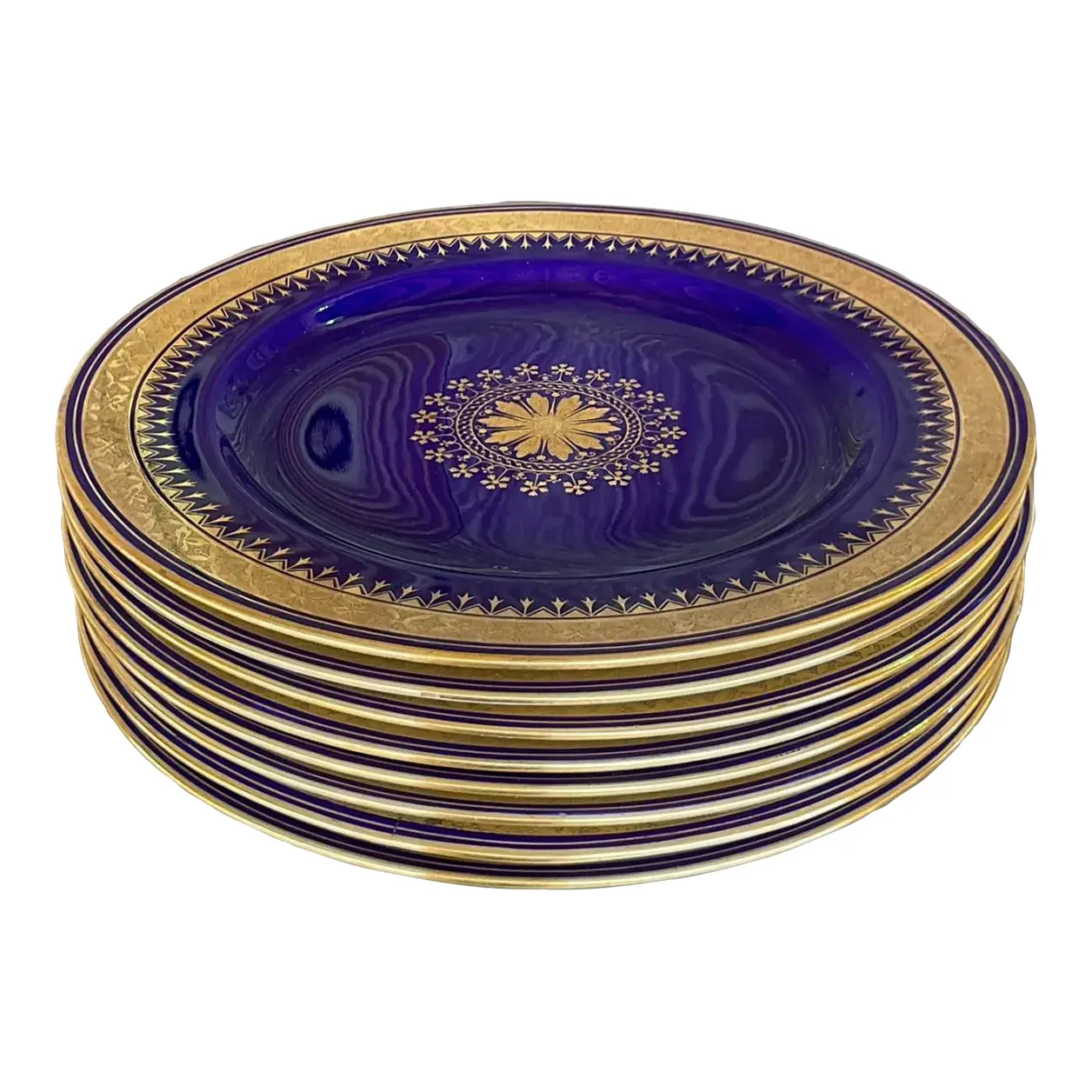 19th Century Minton Cobalt Dessert Plates - Set of 8