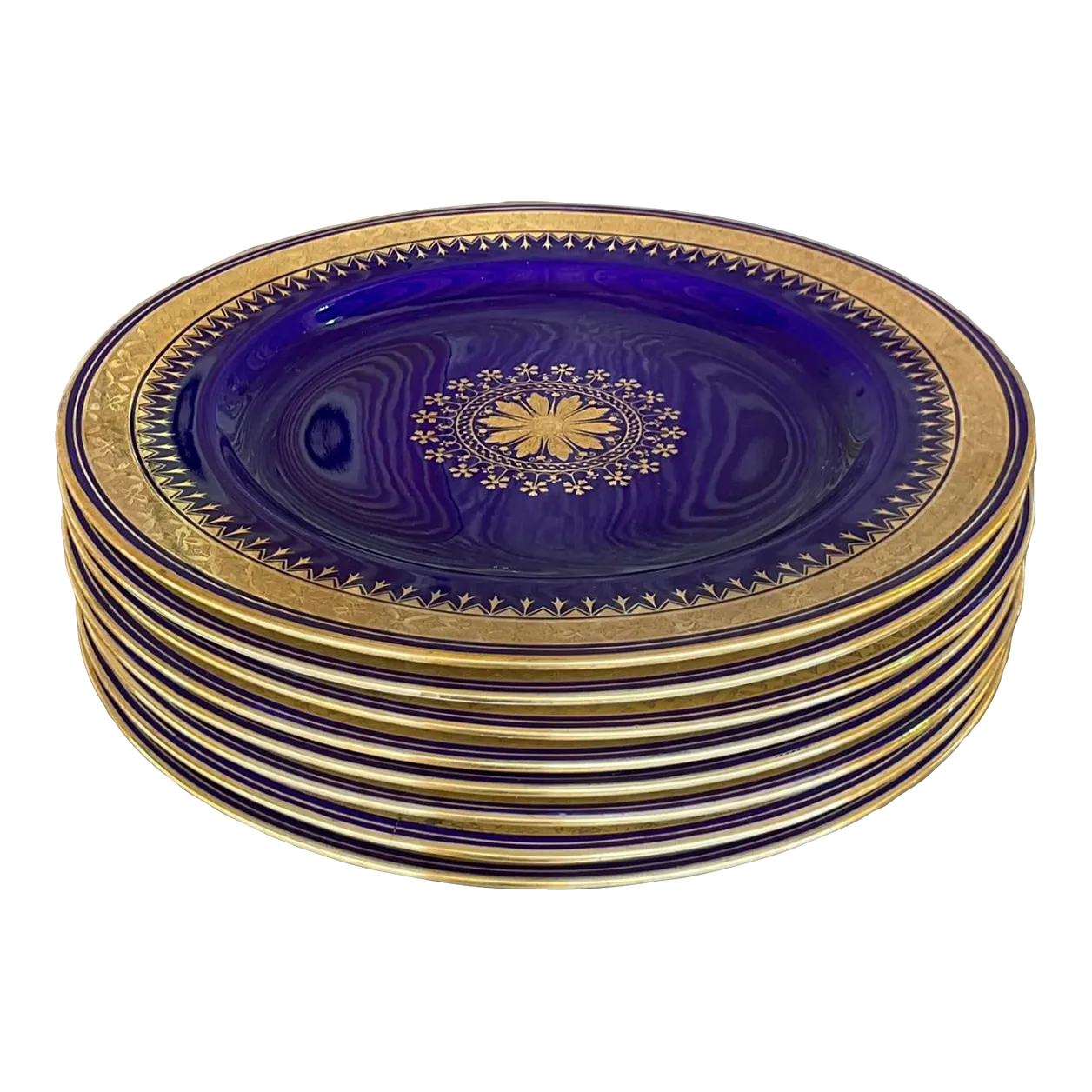 19th Century Minton Cobalt Dessert Plates - Set of 8 - Detail view