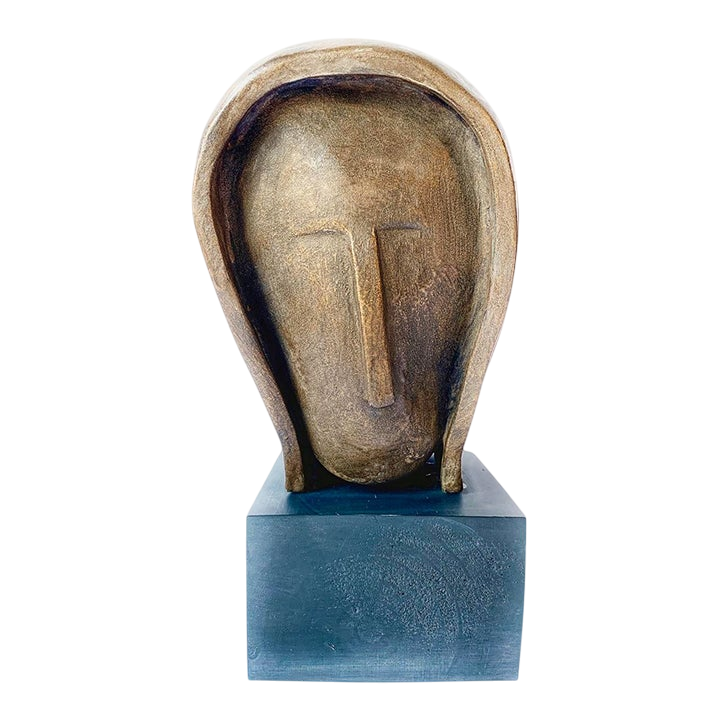 Abstract Sculpture of Woman’s Head Signed J. Dersh - Detail view