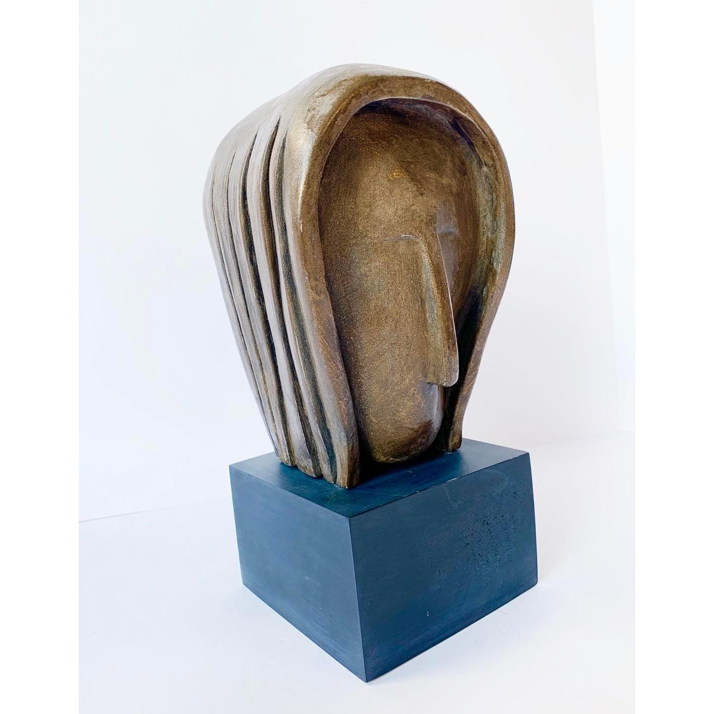 Abstract Sculpture of Woman’s Head Signed J. Dersh - Back view