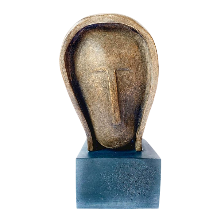 Abstract Sculpture of Woman’s Head Signed J. Dersh - Side view