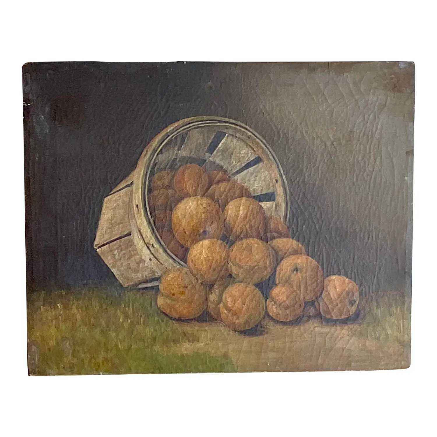 Antique Original Still Life Oil Painting on Canvas of Peaches