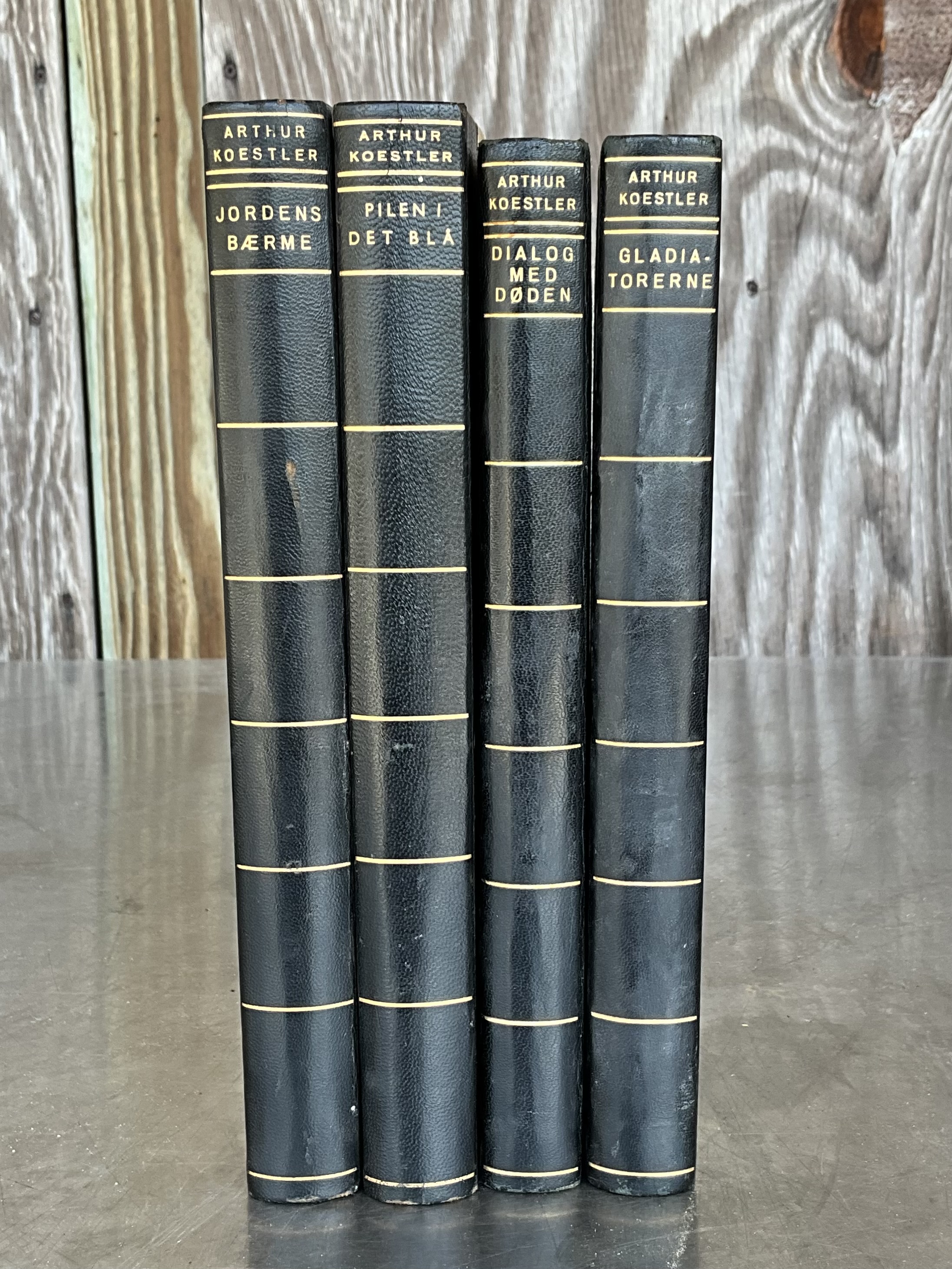 Arhur Koestler Leatherbound Books- Set of 4 - Side view
