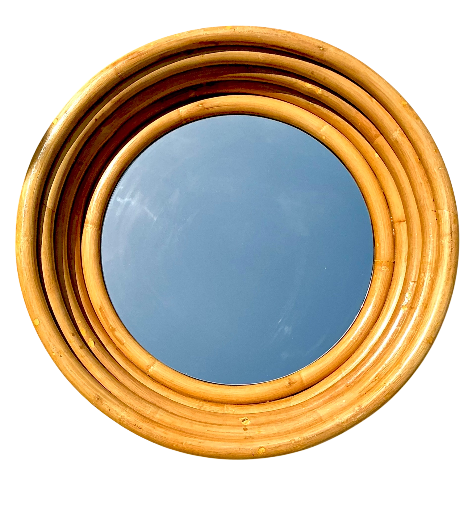 Vintage Stacked Rattan Porthole Mirror