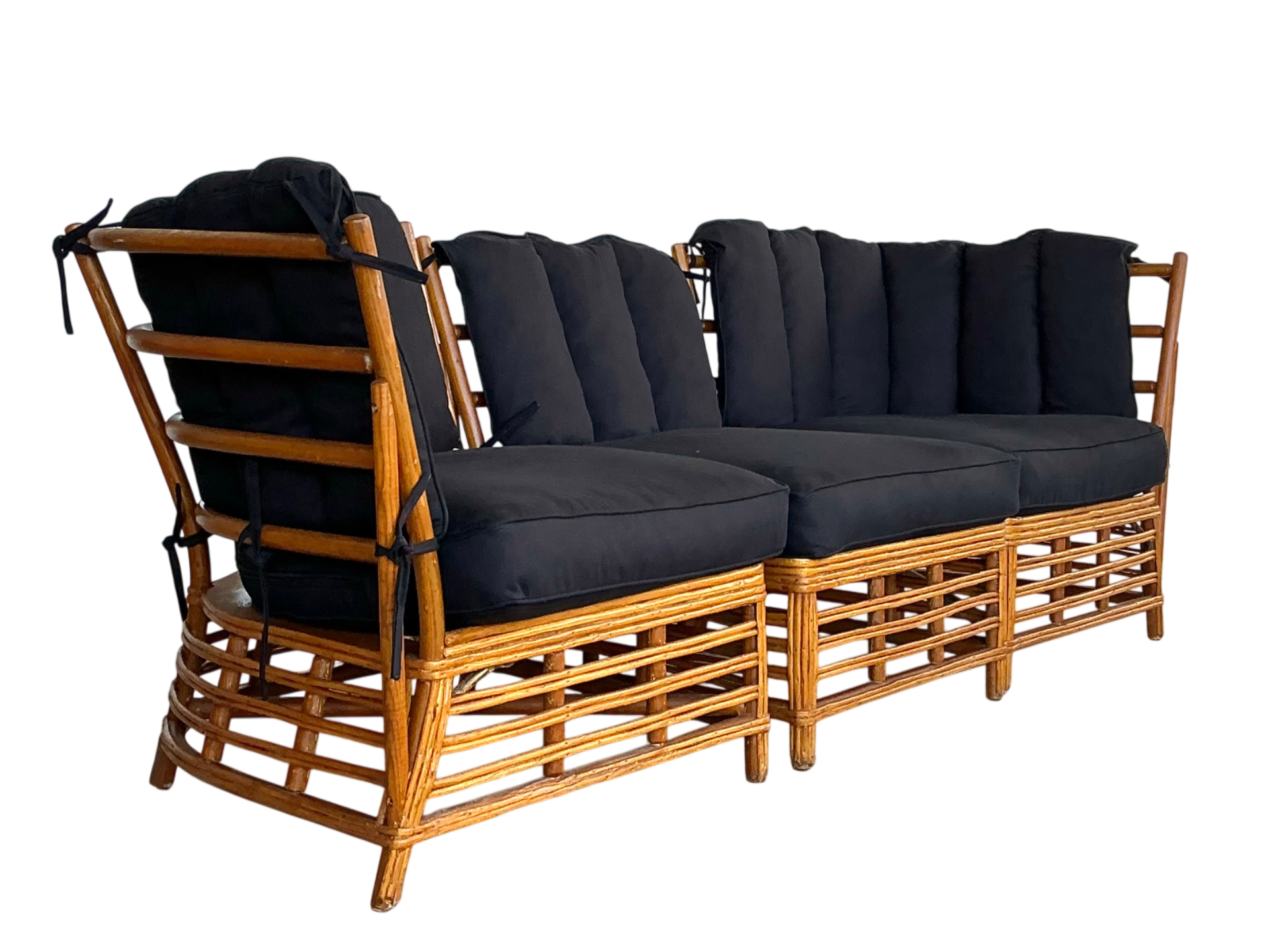 Vintage Stick Rattan Three Seat Sofa