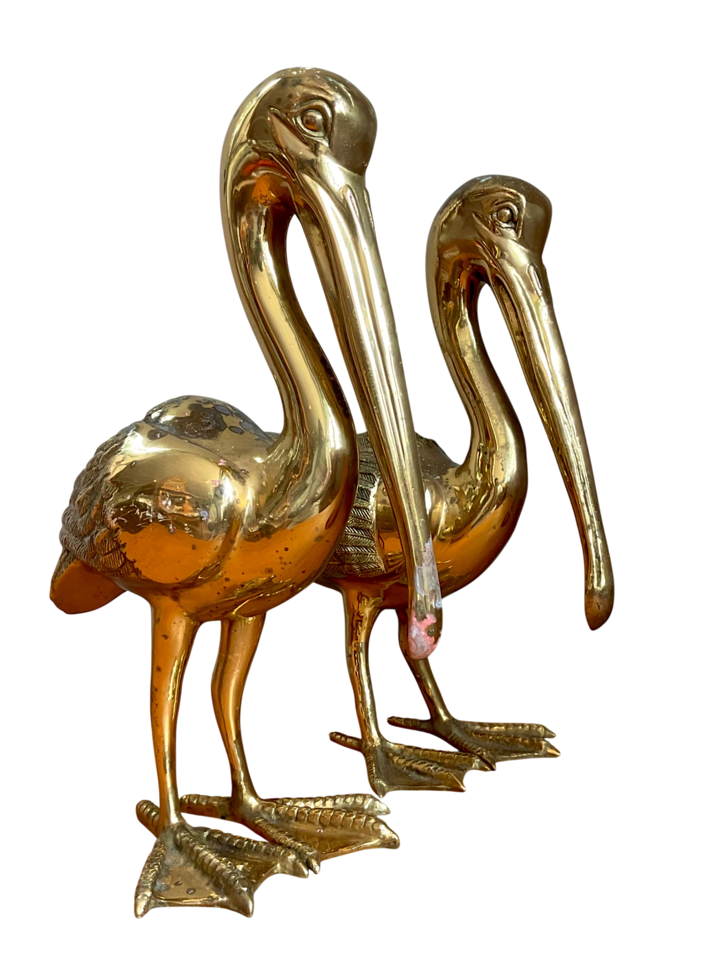 Vintage Brass Pelican Sculptures - a Pair