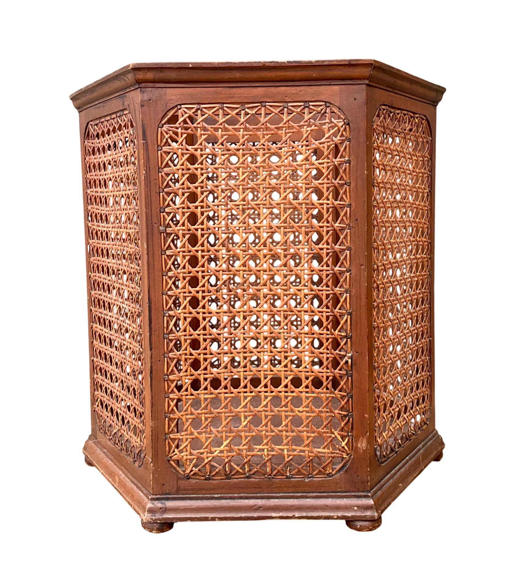 Vintage Italian Woven Cane Waste Paper Basket