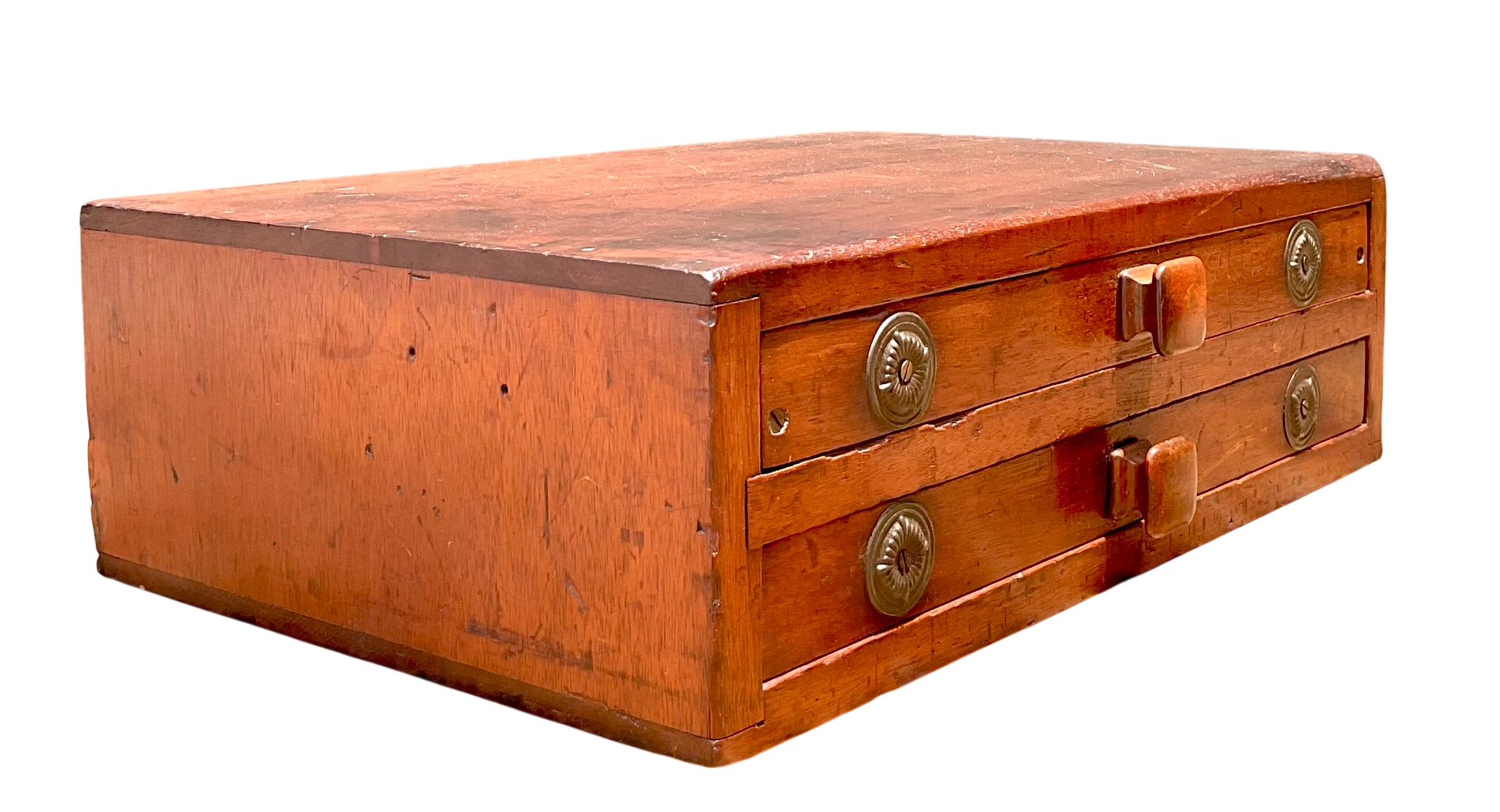 Vintage Wooden Storage Box with Drawers