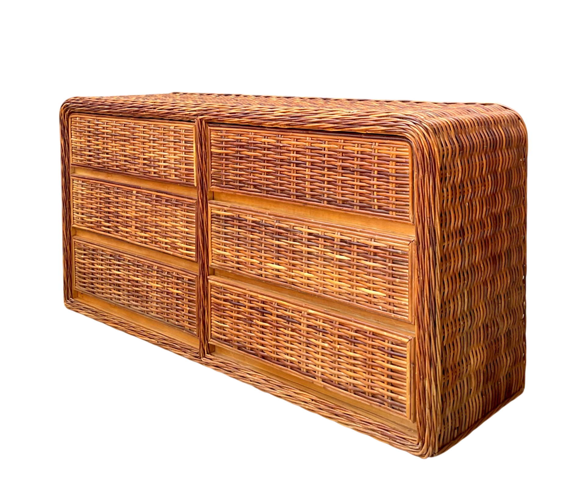 Vintage Woven Rattan Dresser