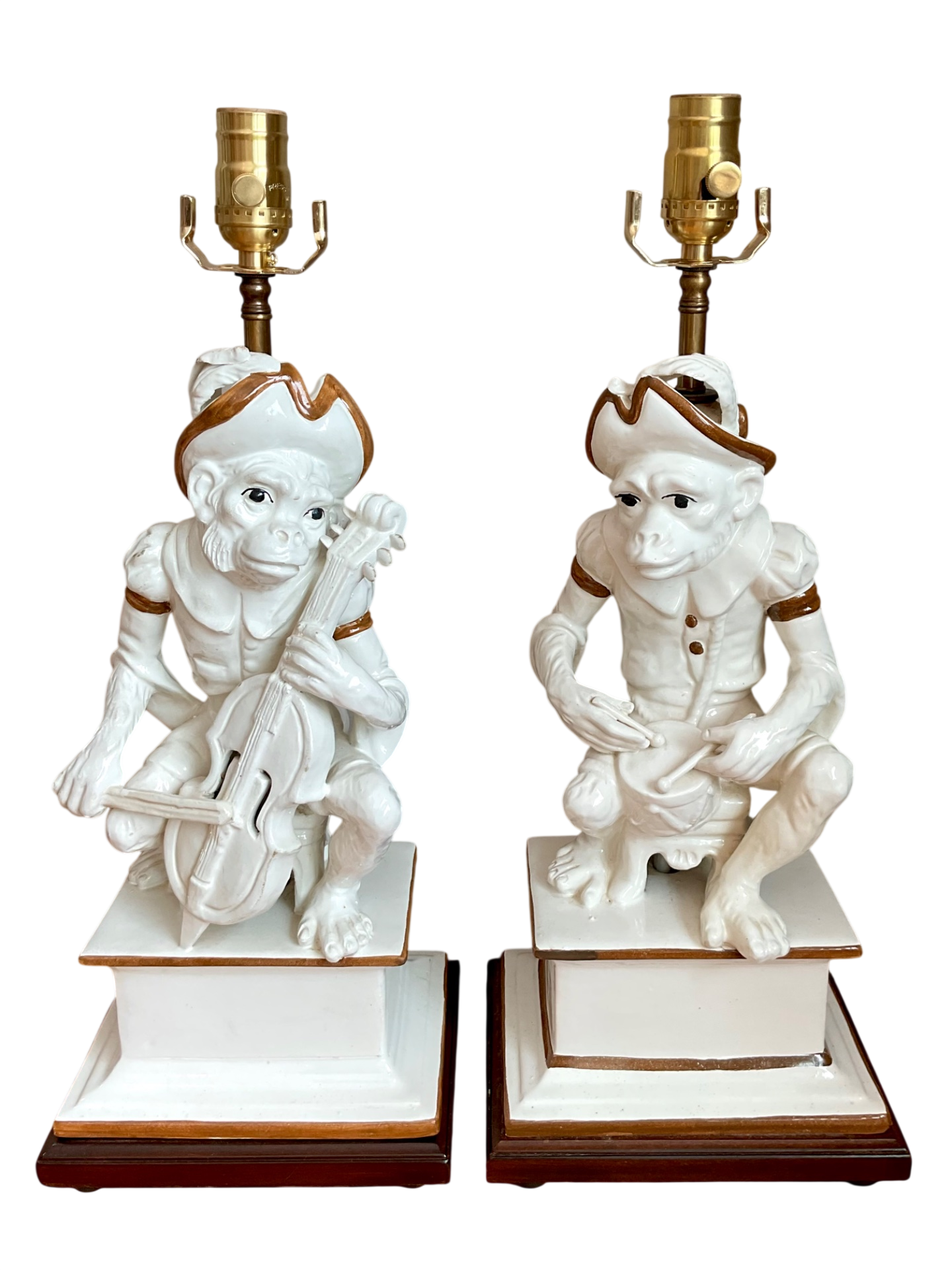 Vintage Monkey Figurine Table Lamps - Set of 2