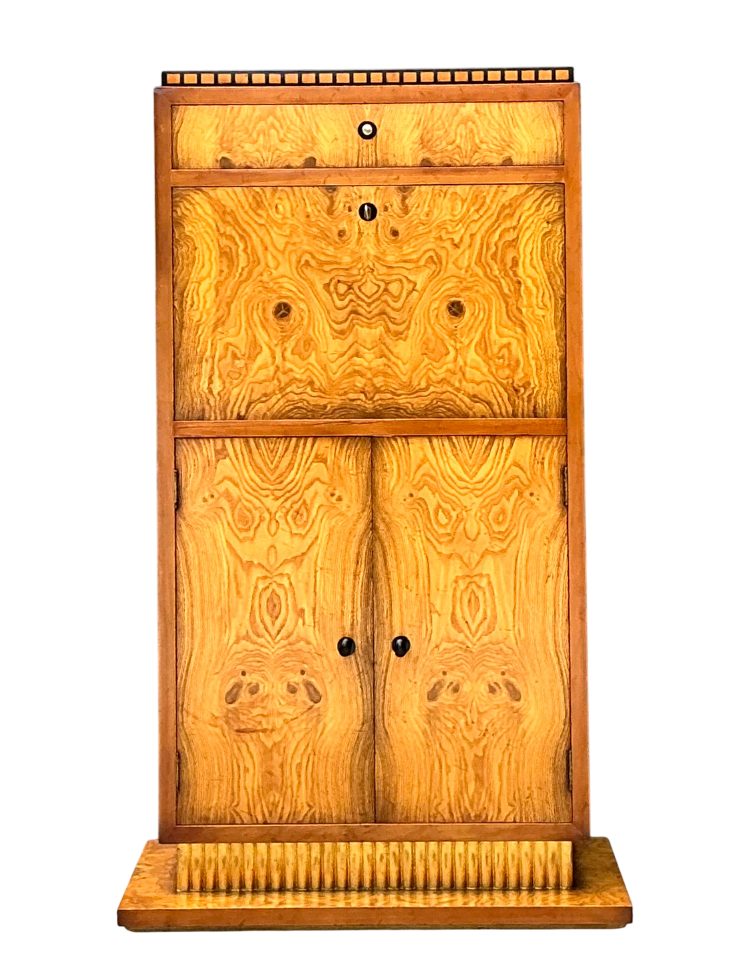 Vintage Art Deco Burlwood Secretaire Cabinet
