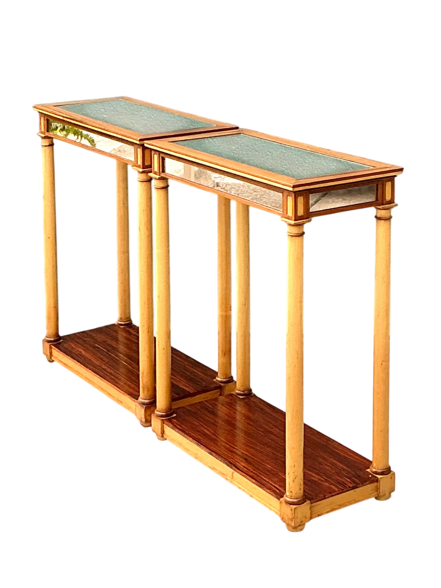 Vintage Inset Mirror Side Tables - A Pair 