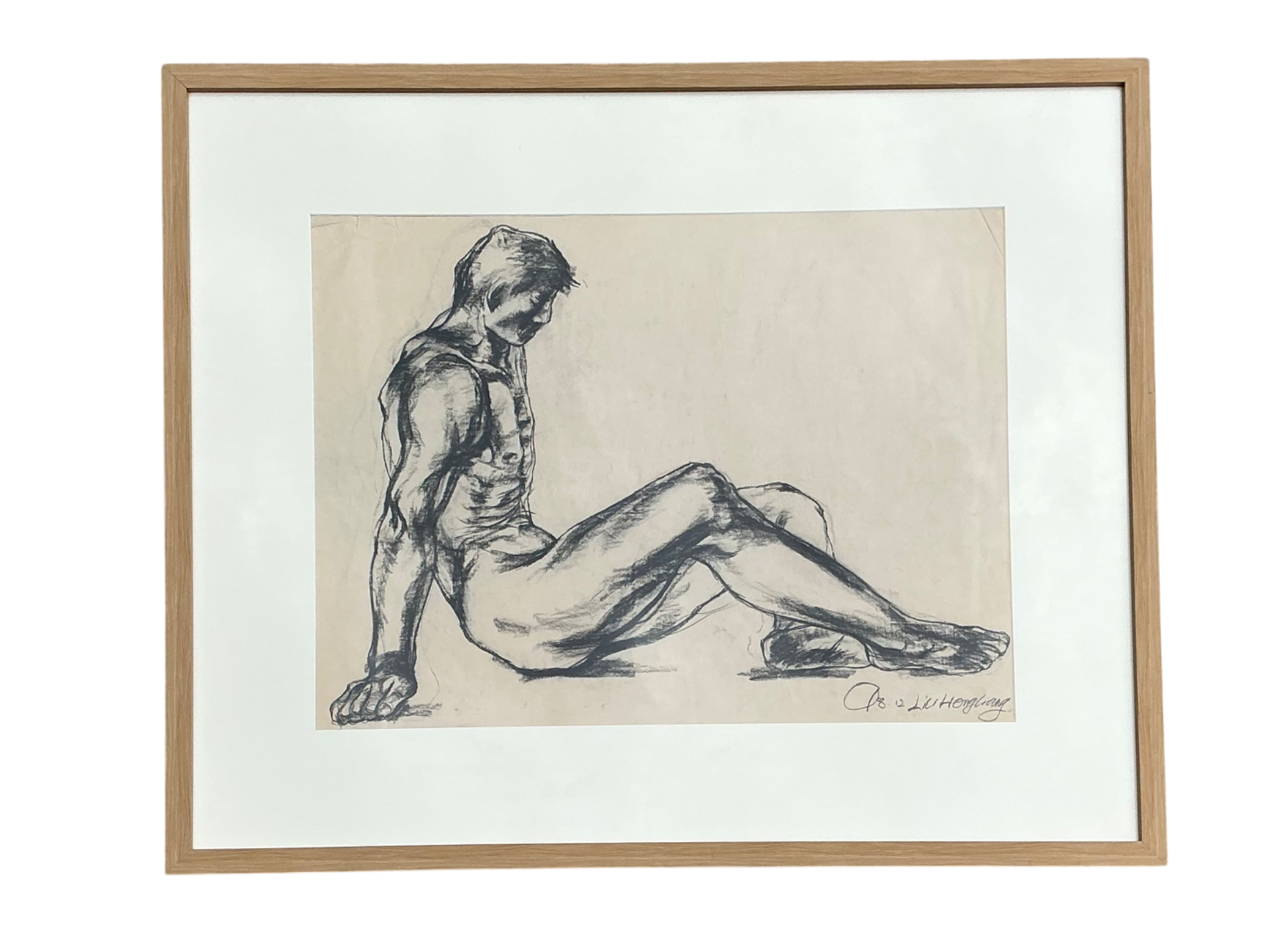 Vintage Original Nude Drawing Of Man On Paper