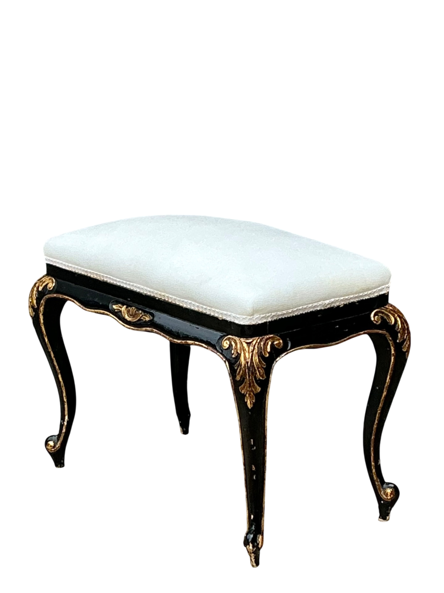 Vintage Black and Gold Gilt Stool