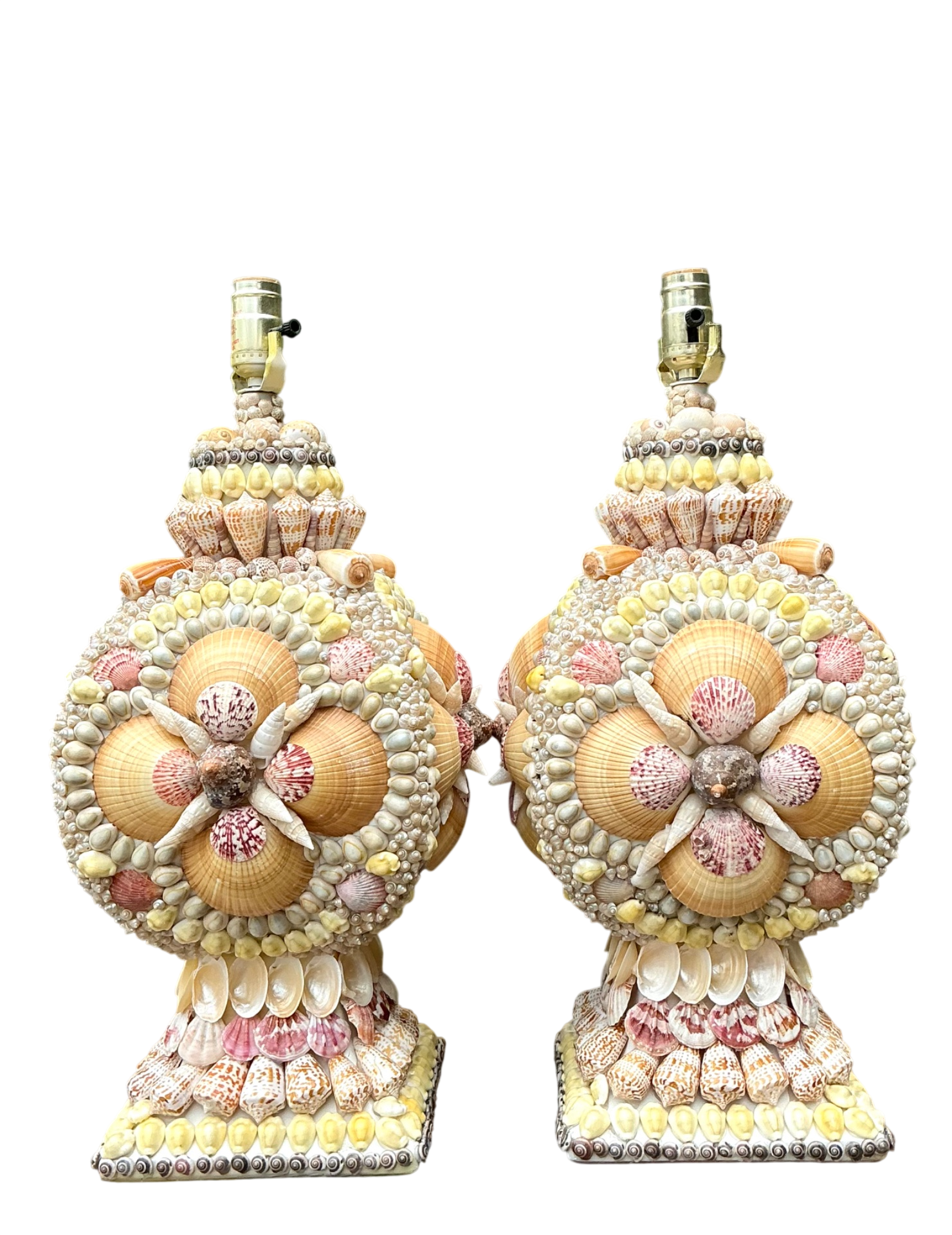 Vintage Shell Encrusted Table Lamps - A Pair