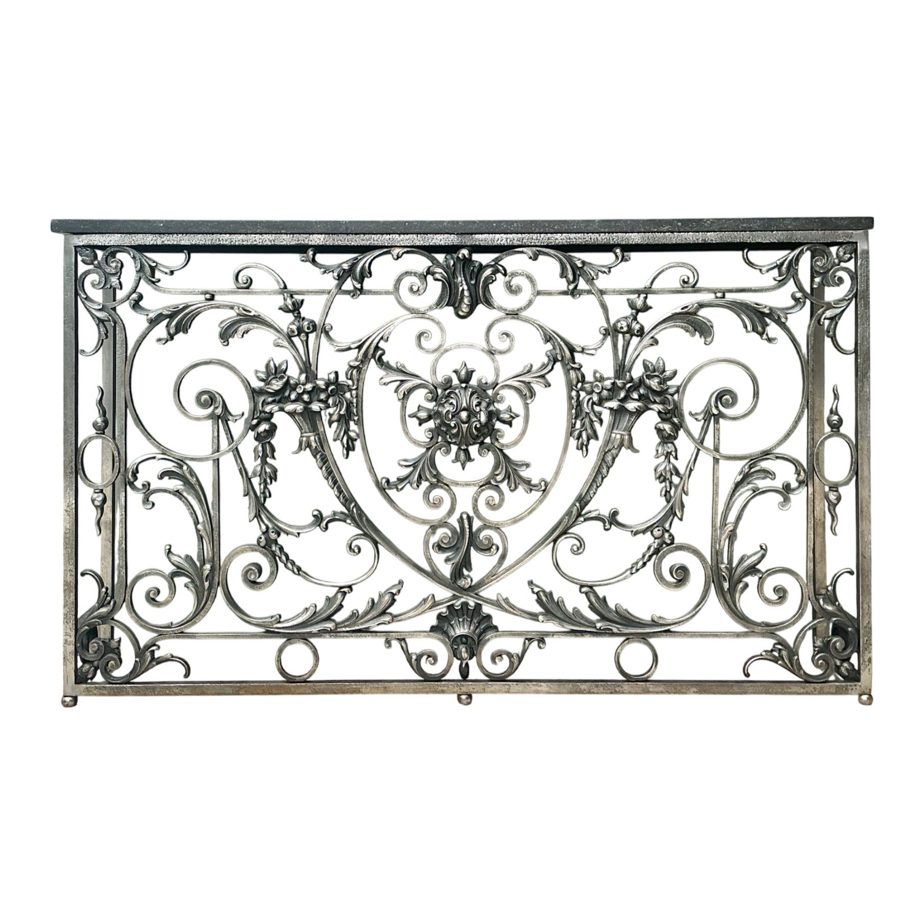 Vintage Wrought Iron Scroll Console Table