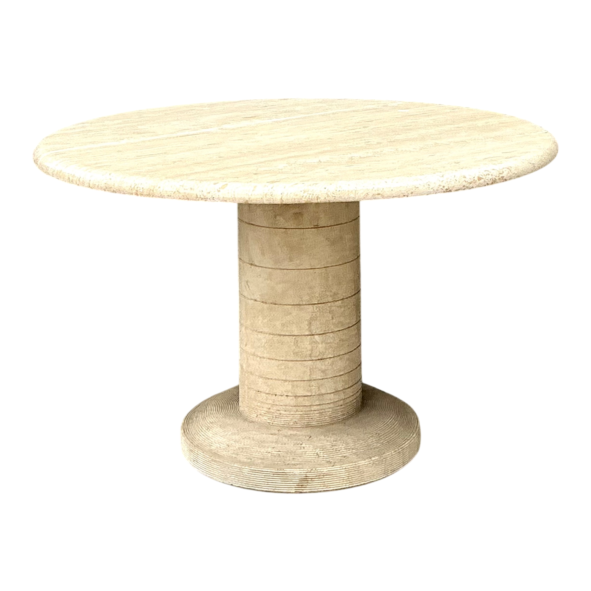 Vintage Scored Travertine Center Hall Table