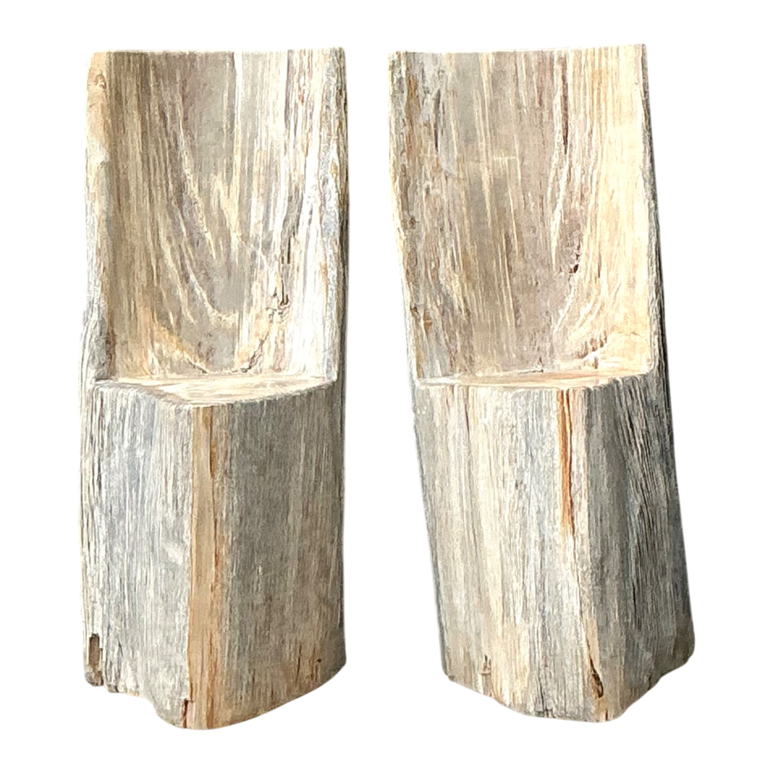 Vintage Petrified Wood Hugh Back Chairs - A Pair
