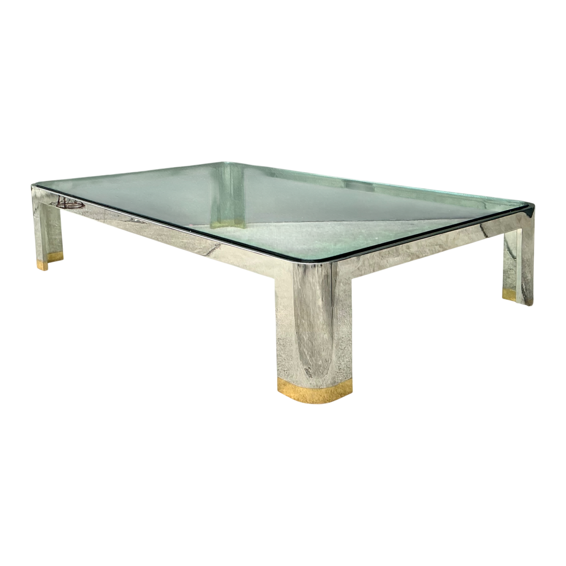 Vintage Monumental Brass And Chrome Coffee Table After Karl Springer