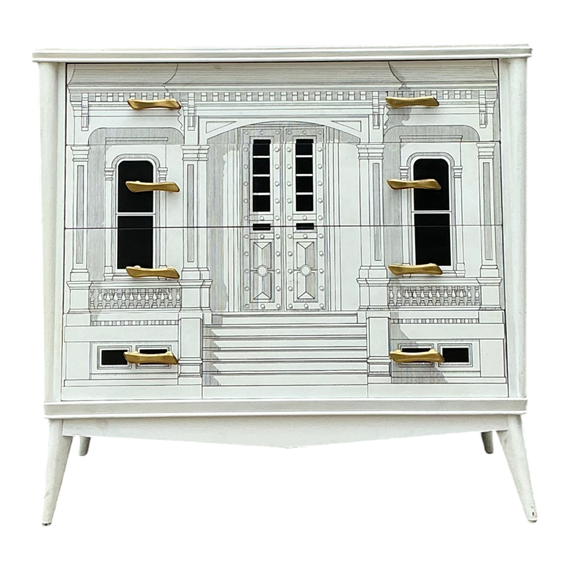 Vintage Grand Tour Hand Painted Chest Of Drawers After Fornasetti