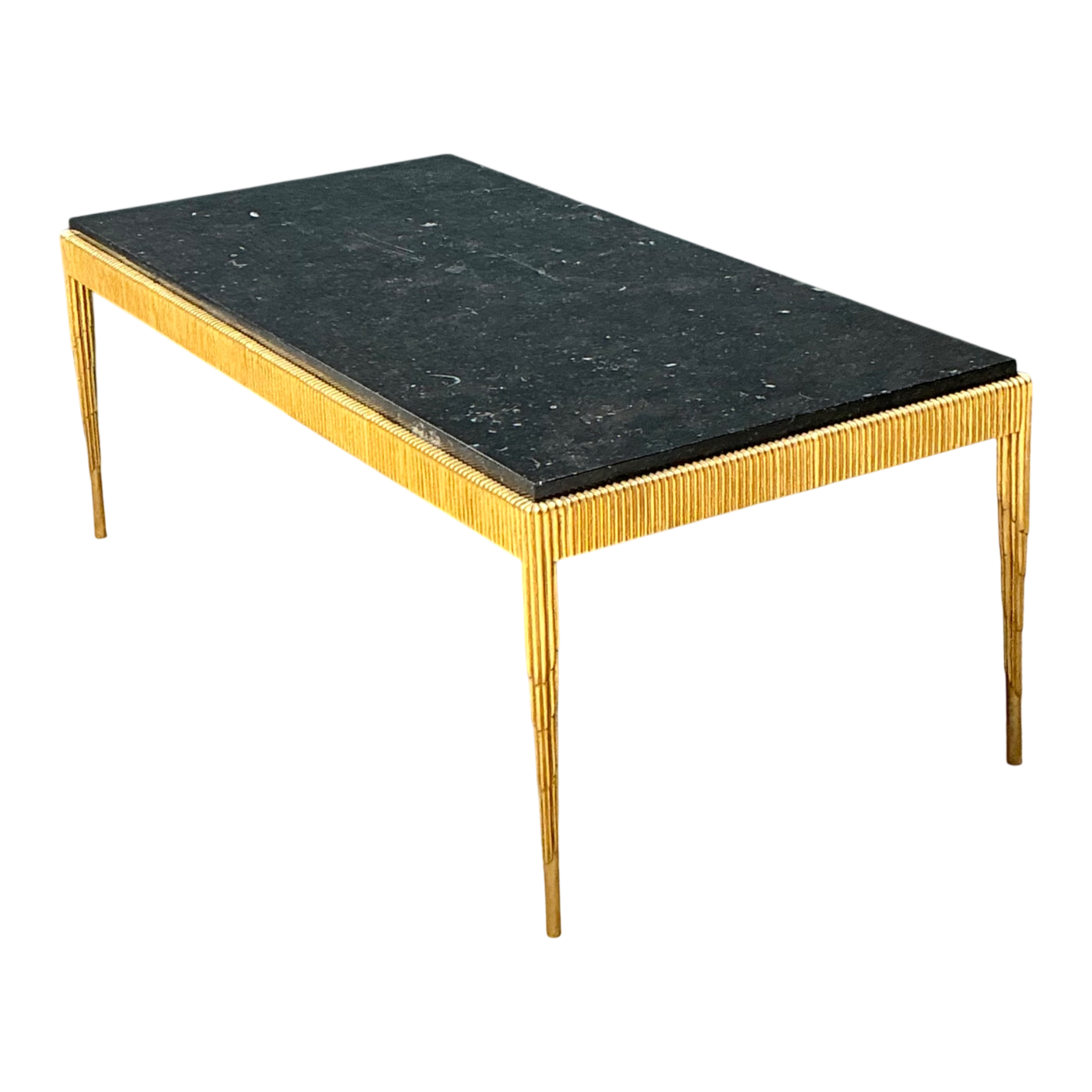 Vintage Gilt Metal and Stone Cocktail Table