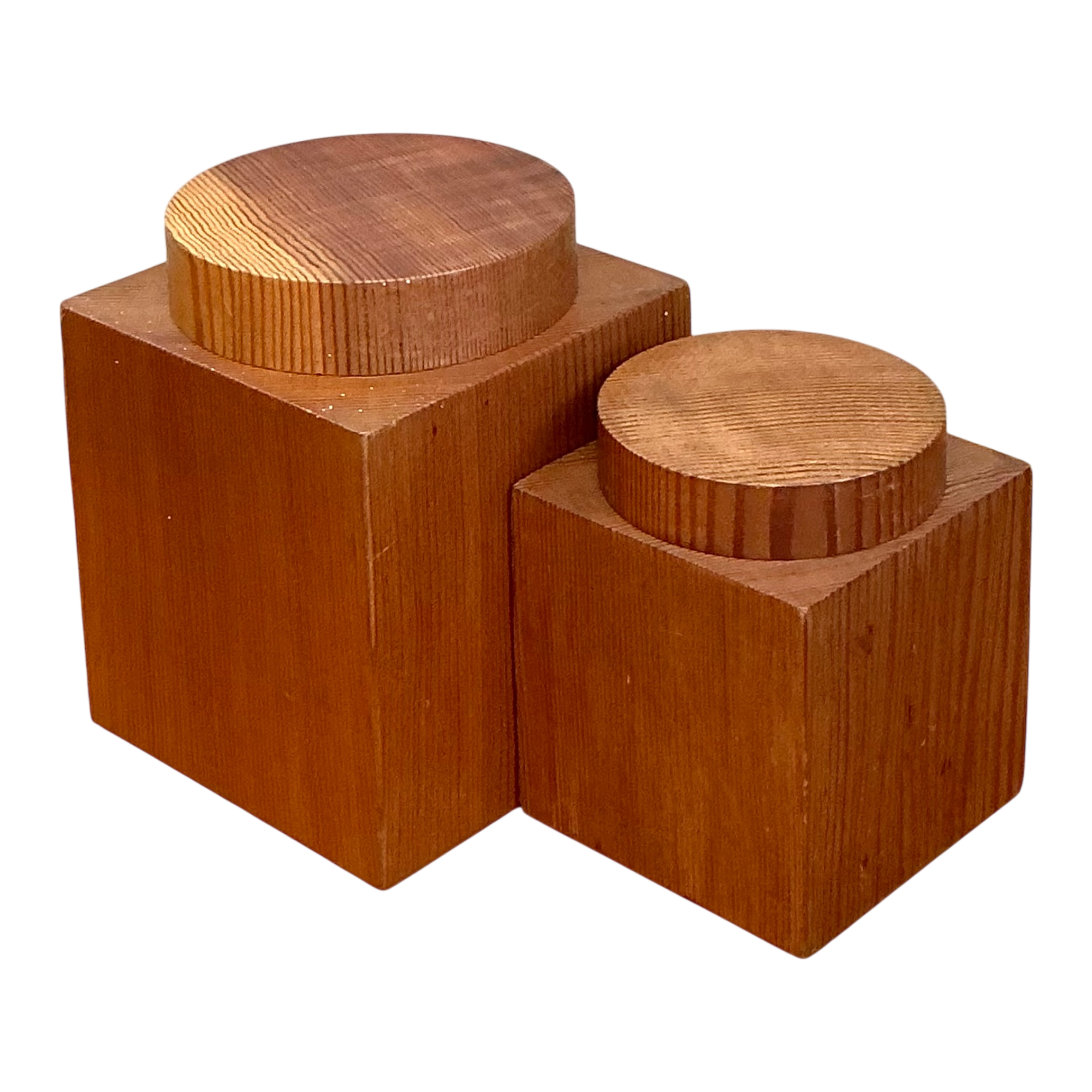 Vintage Square Wood Storage Boxes - Set of 2