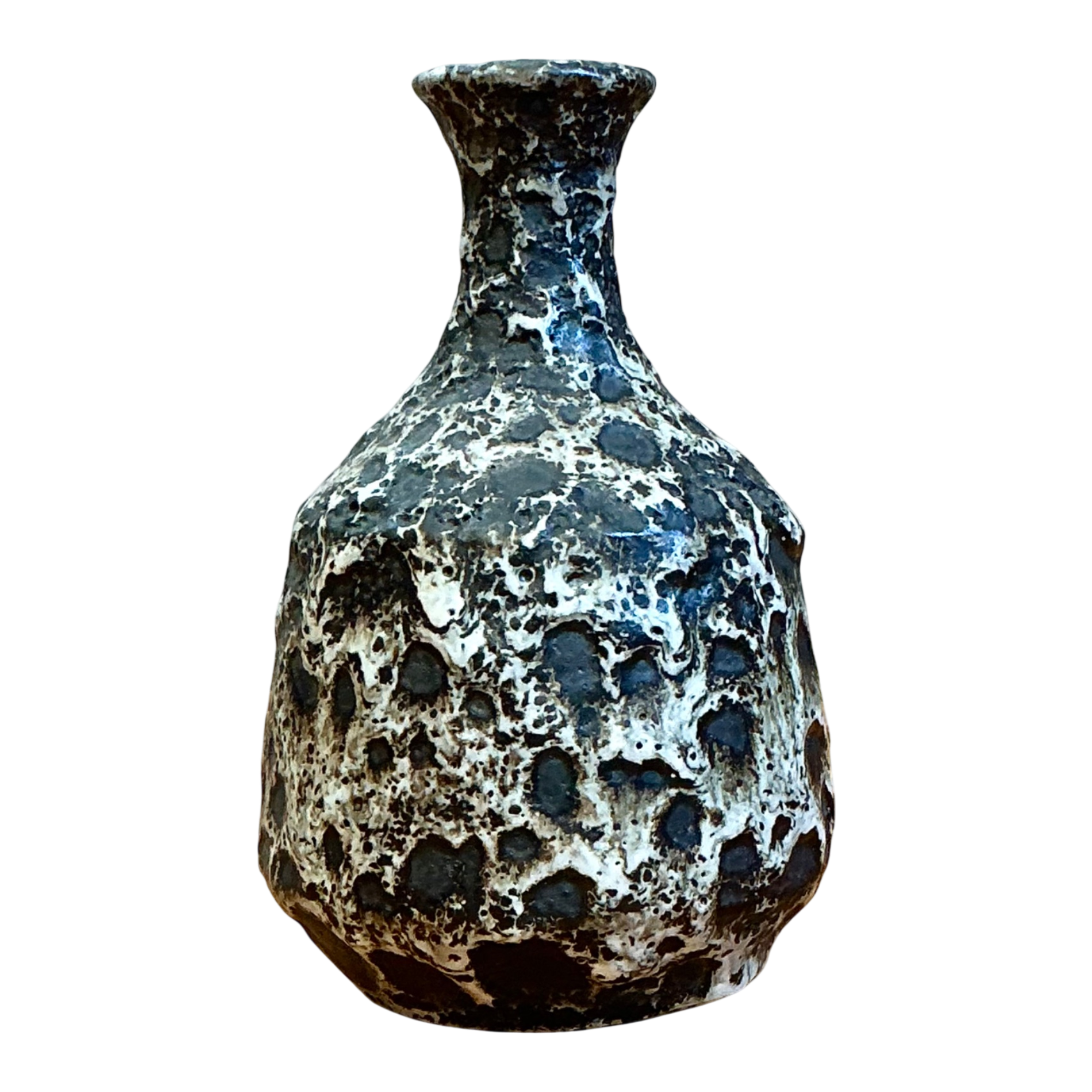 Vintage Black and White Textured Ceramic Vase