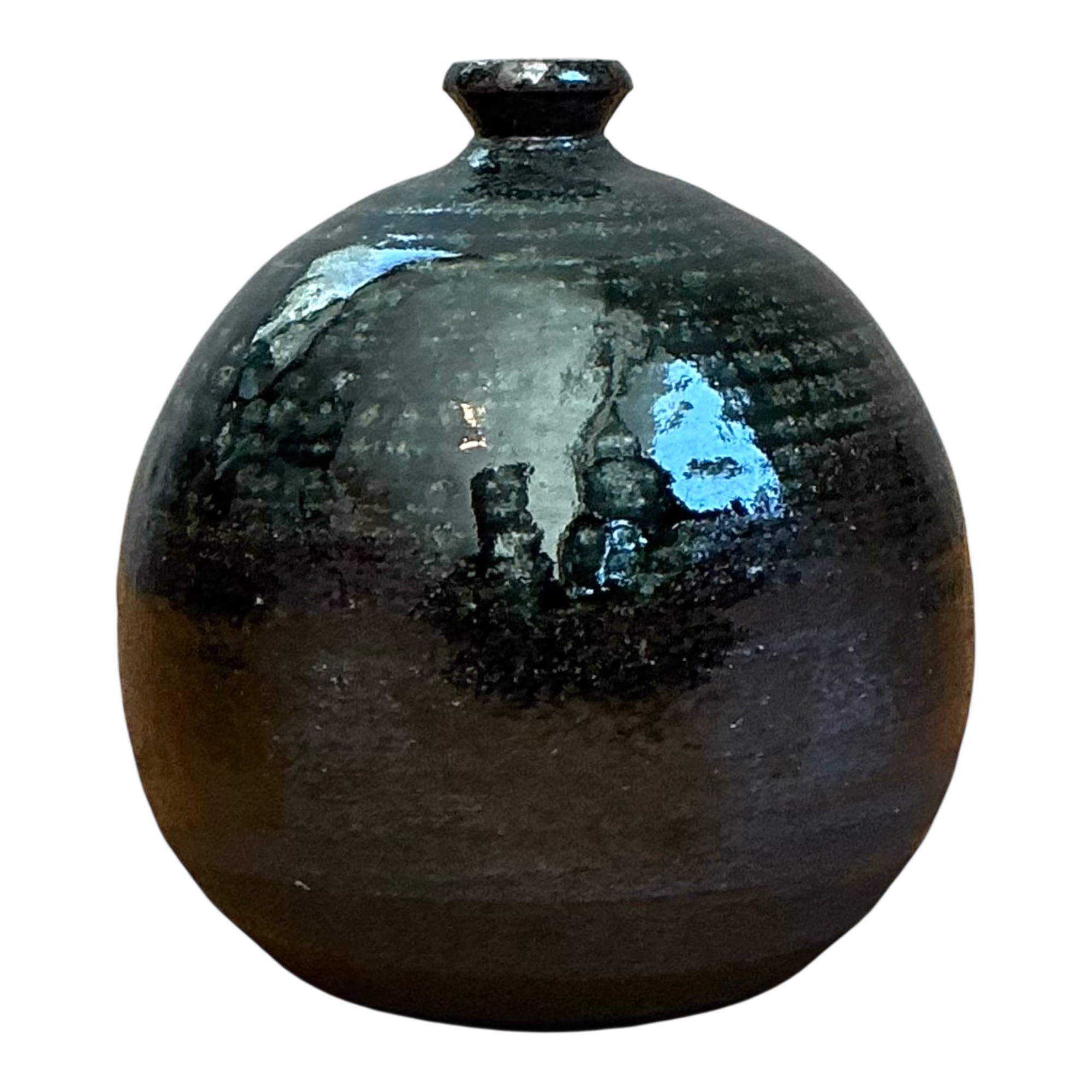 Vintage Original Studio Pottery Green Glaze Weed Vase