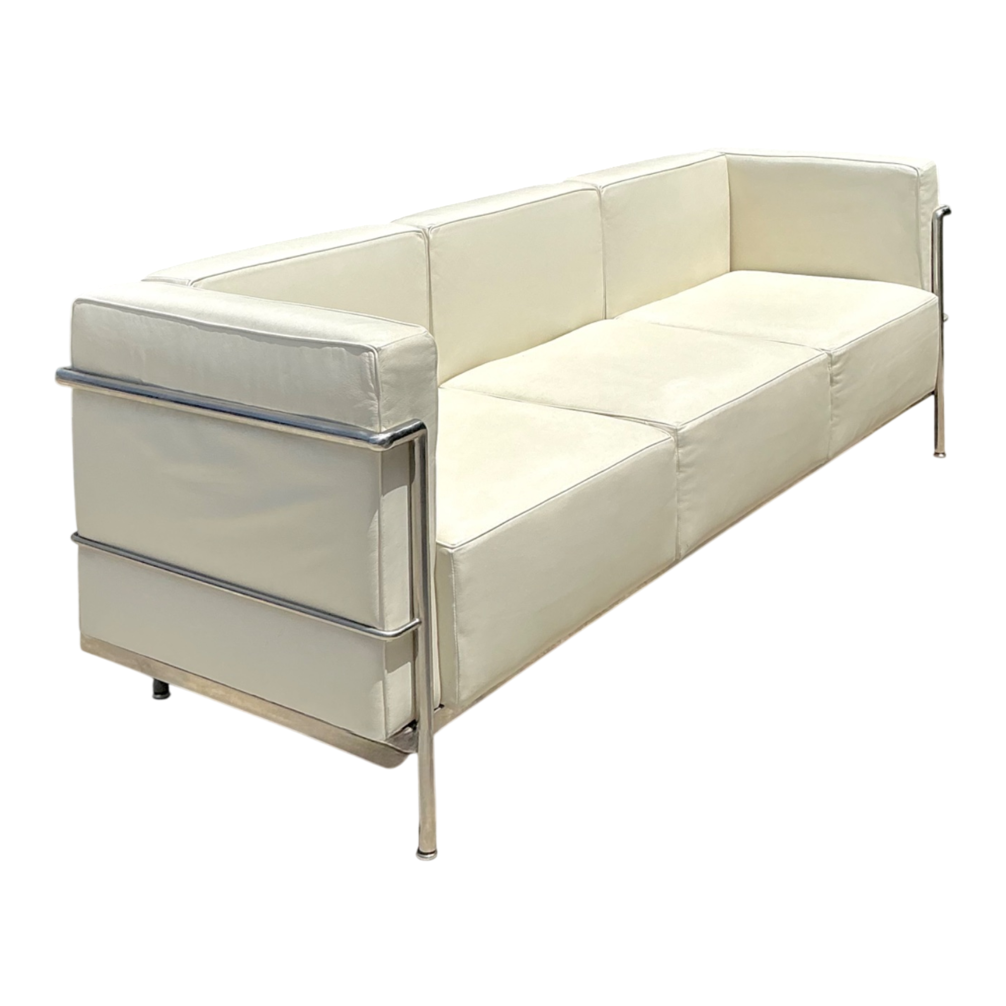 Vintage Chrome Frame Sofa After Le Corbusier