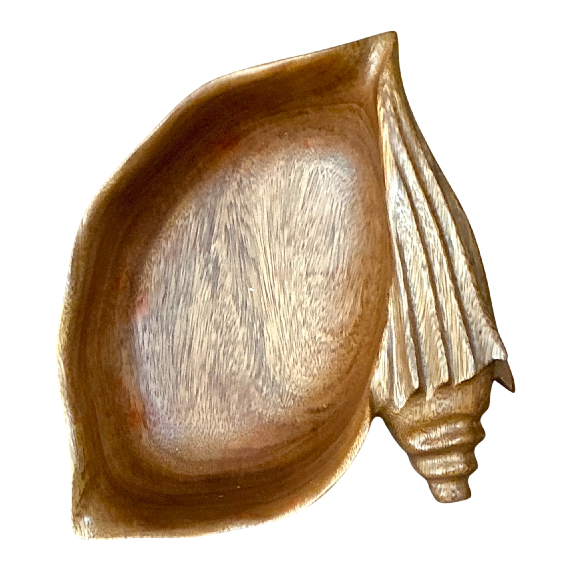 Vintage Carved Wood Shell Bowl