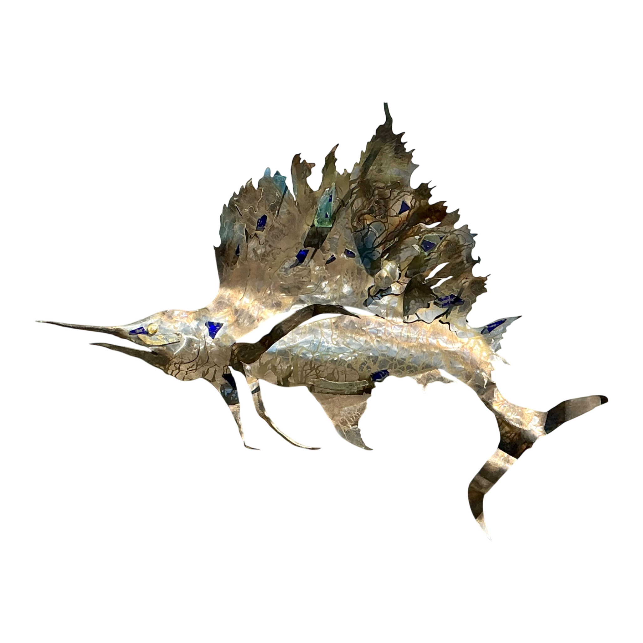 Vintage Metal Sailfish Wall Sculpture