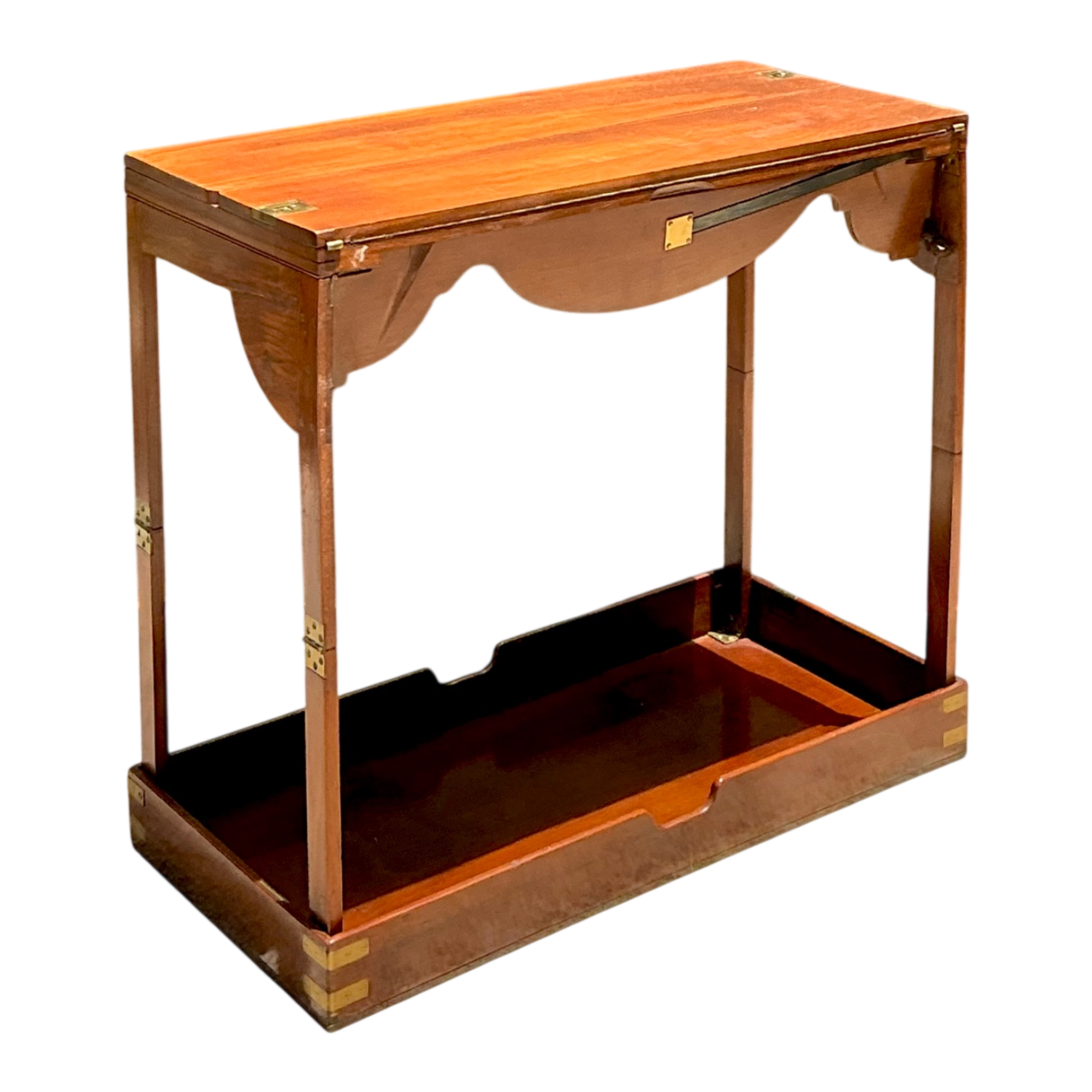 Vintage English Collapsible Flip Top Campaign Game Table