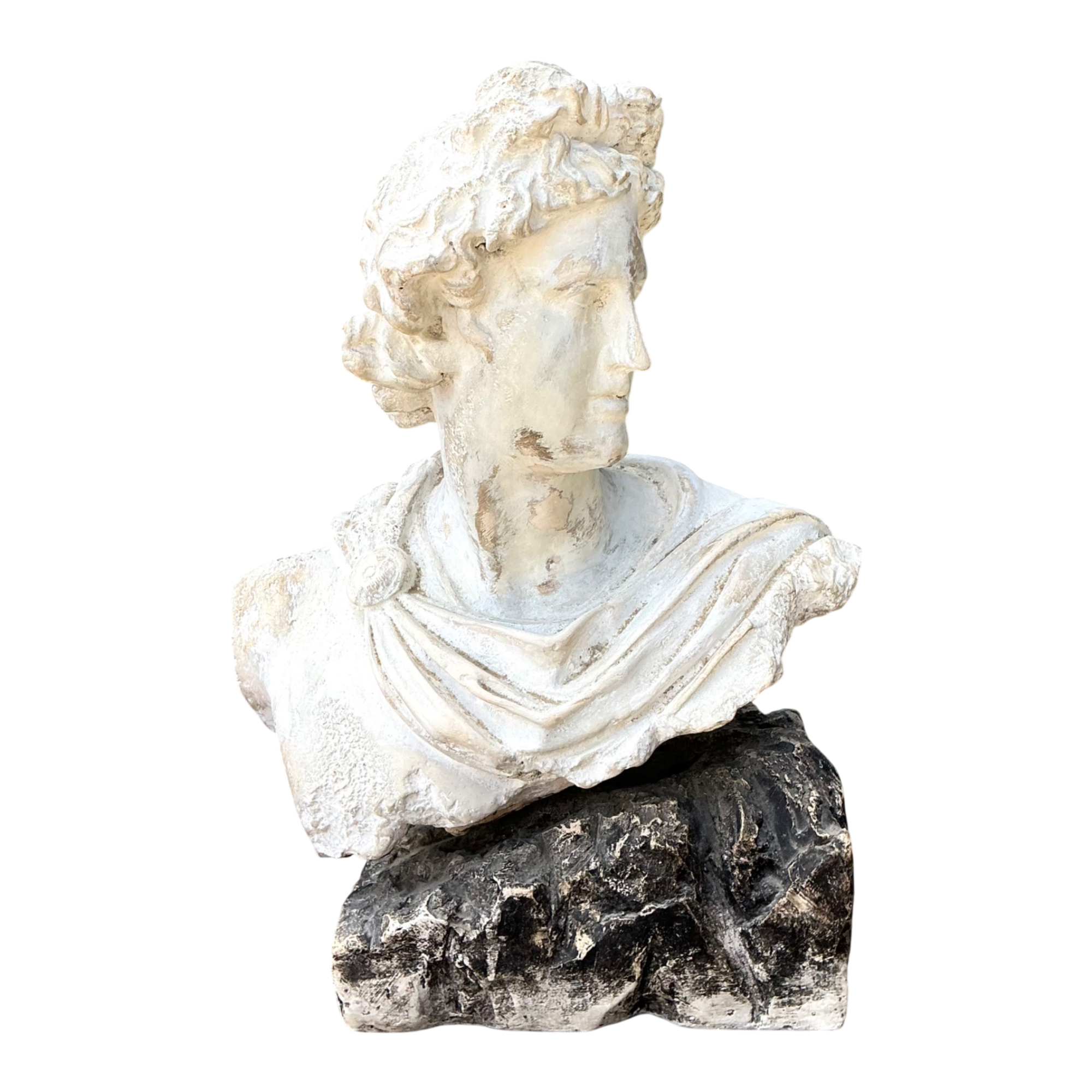 Vintage Cast Stone Bust Of Apollo Belvedere