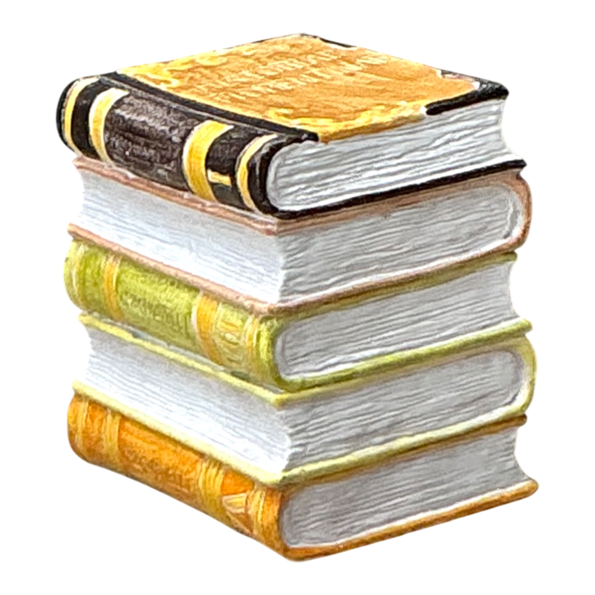 Vintage Italian Glazed Ceramic Books Low Stool