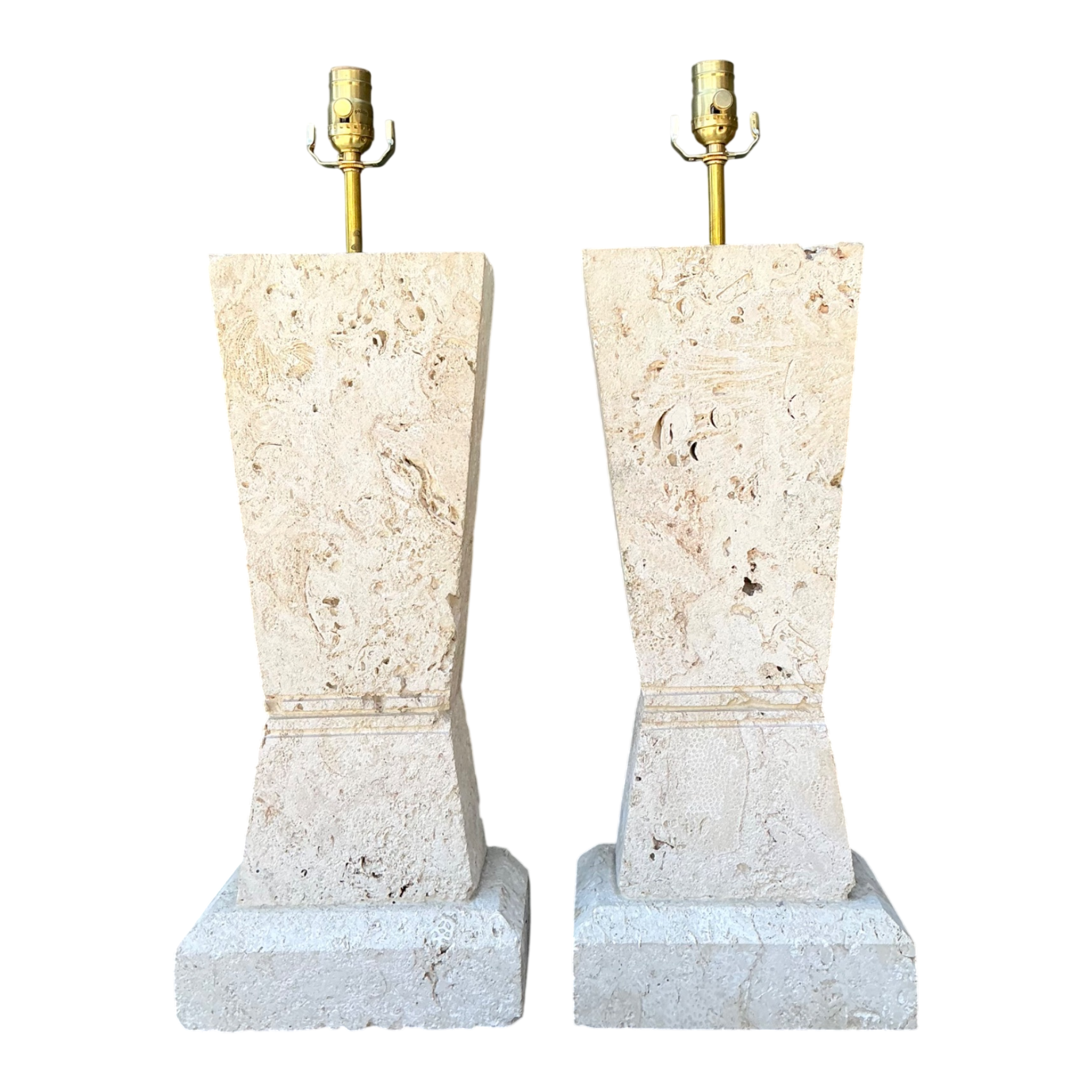 Vintage Cut Coral Table Lamps - A Pair
