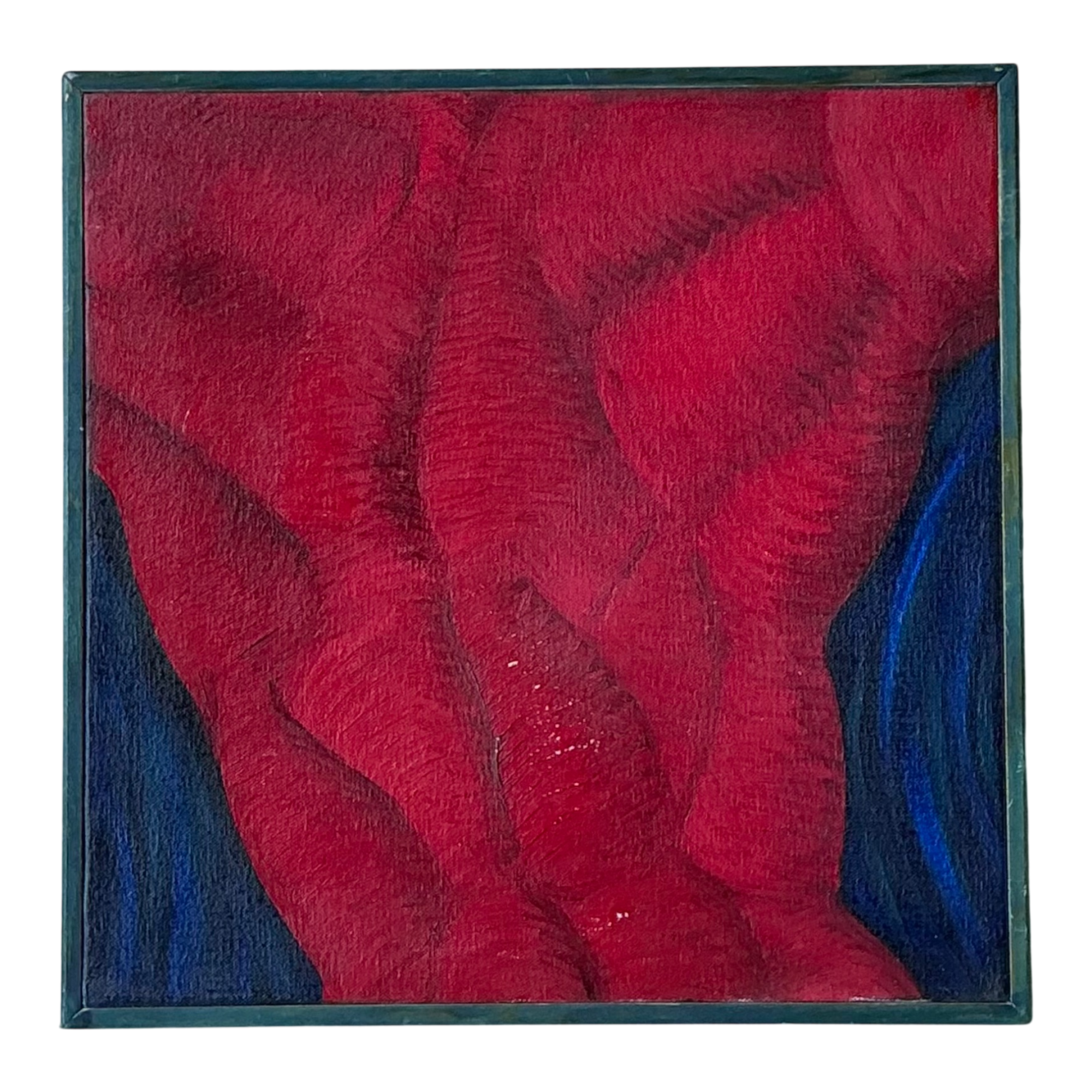 Vintage Geometric Red Oil Painting